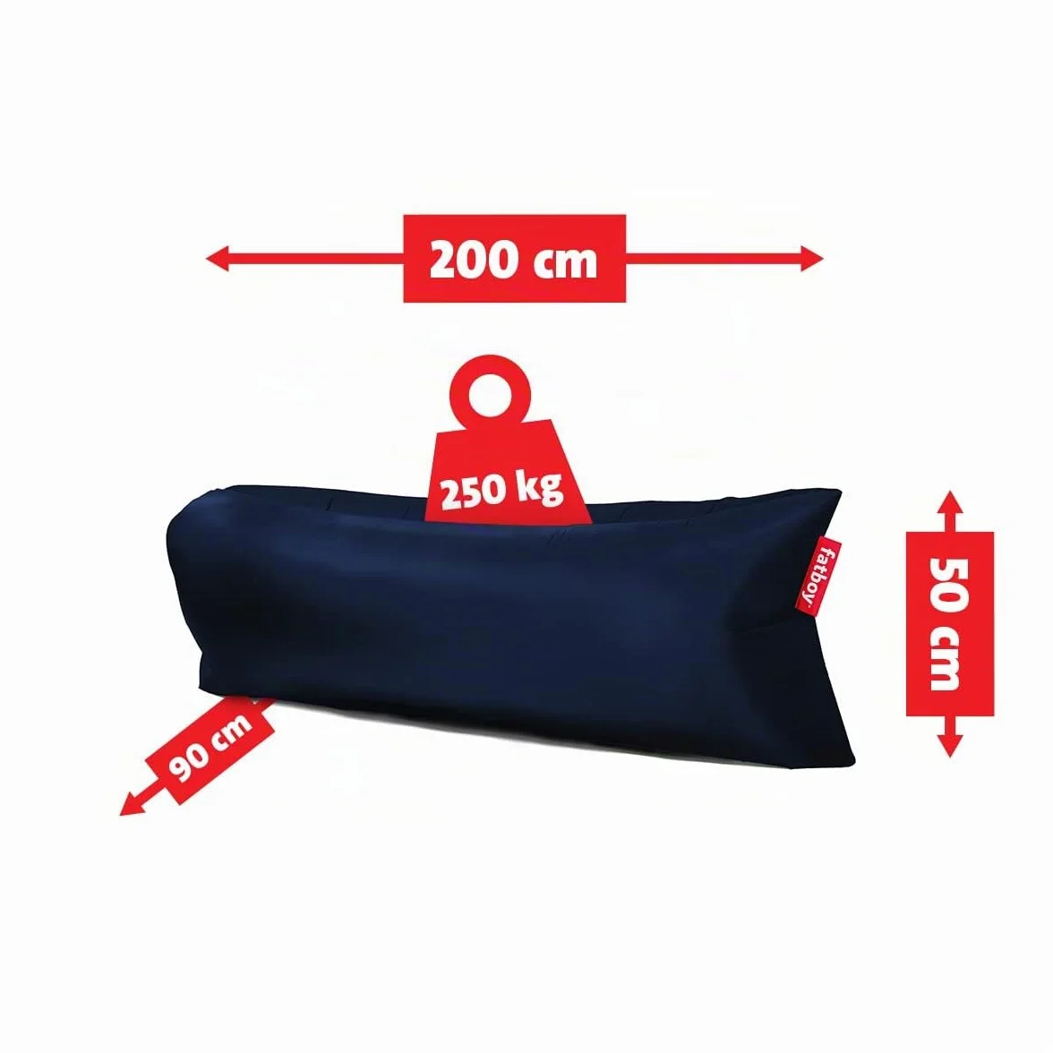 Fatboy® Lamzac 3.0 Canapé/Pouf/Sofa Gonflable | Bleu foncé | Hamac rempli d'air | pour l'extérieur (Plage, Jardin ou Piscine) | 200 x 90 x 50 cm