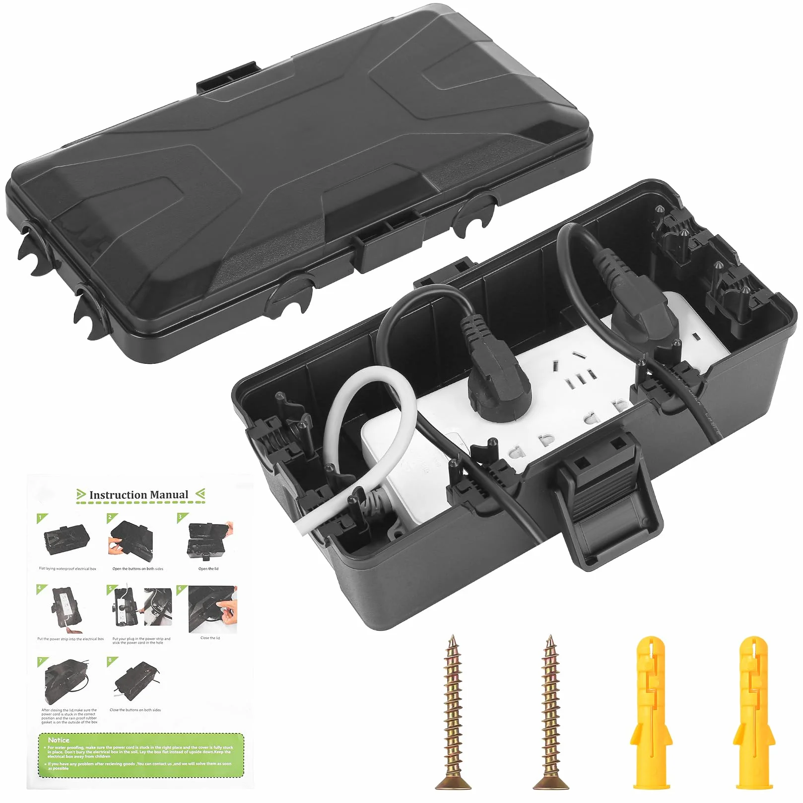 Boîte de Dérivation Étanche IP54 Extra Large - Boîtier Prise Électrique Extérieur avec 6 Entrées de Câble 26,1x12x9,4 cm