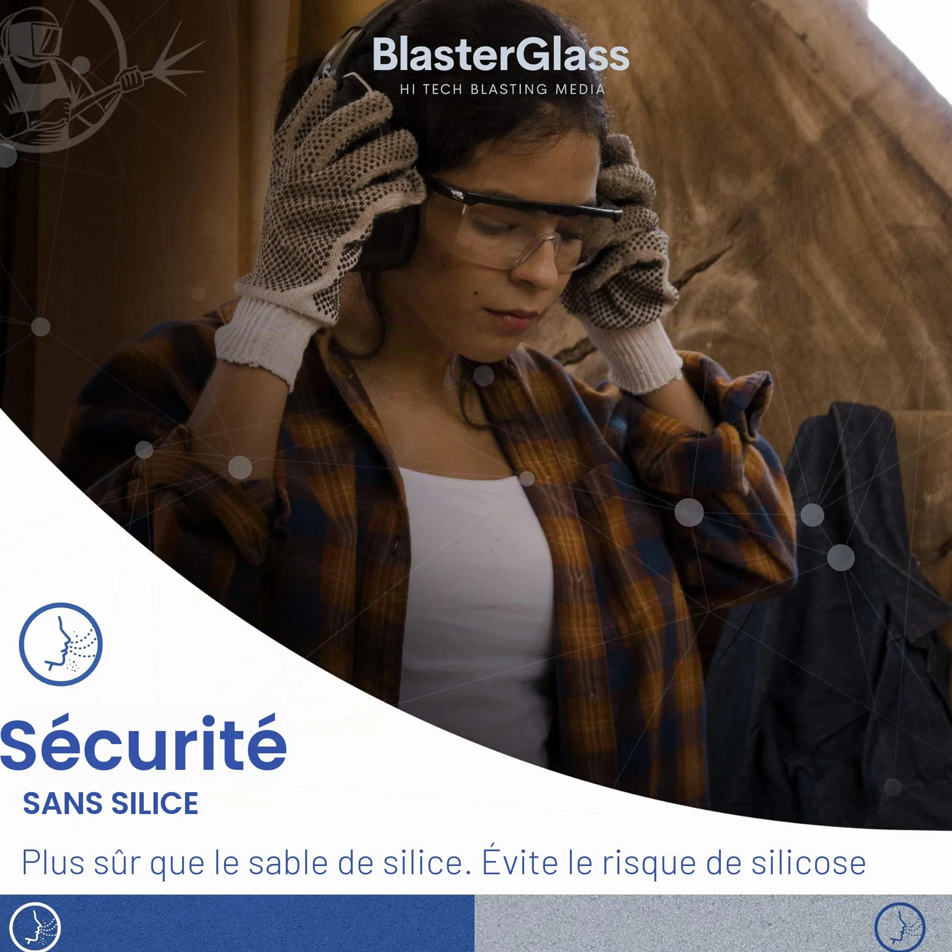 BlasterGlass Abrasif en Verre Technique Hi-Tech Réutilisable pour Sablage sous Pression, Sac 10kg