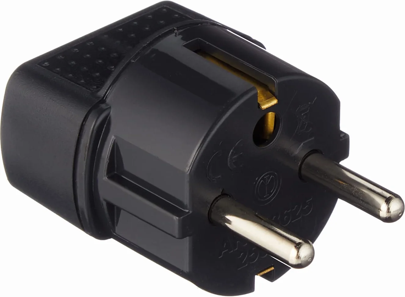 BTicino S3625GE Adaptateur avec fiche Allemande et Prise biphasée, Noir