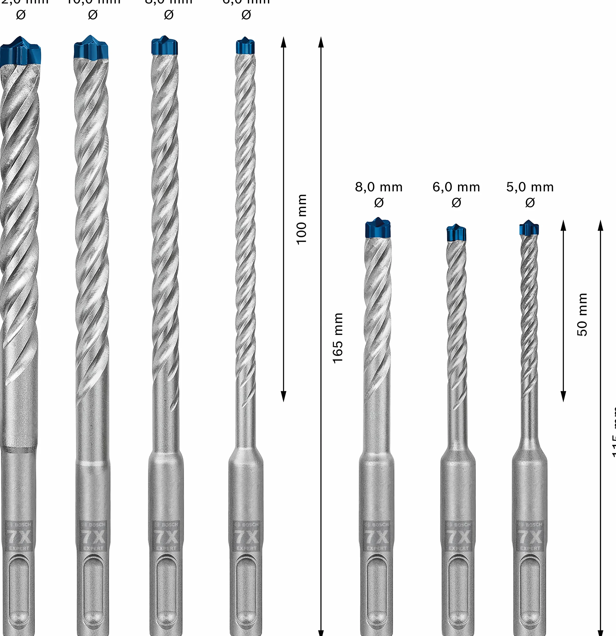 Coffret 7 forets SDS Plus BOSCH EXPERT 6-12 mm