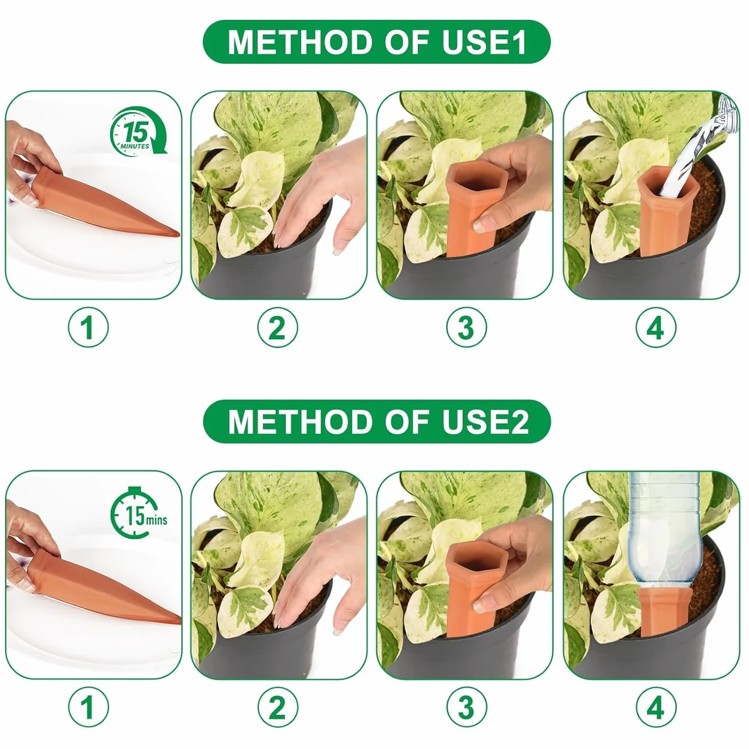 Lot de 8 Cônes en Argile d'Arrosage Auto-arrosantes Oyas Terre Cuite pour Plantes Intérieur