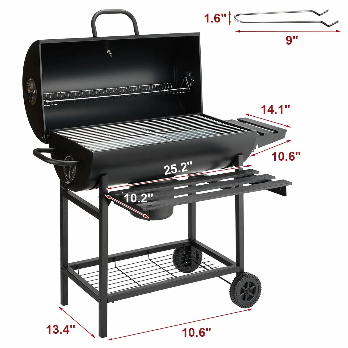 DEWINNER Barbecue au Charbon, Grille XXL, Gants & Pince Offerts, Évents Réglables, Tiroir à Cendres, Roulettes, Idéal Jardin/Balcon/Cour (Modèle de Base)