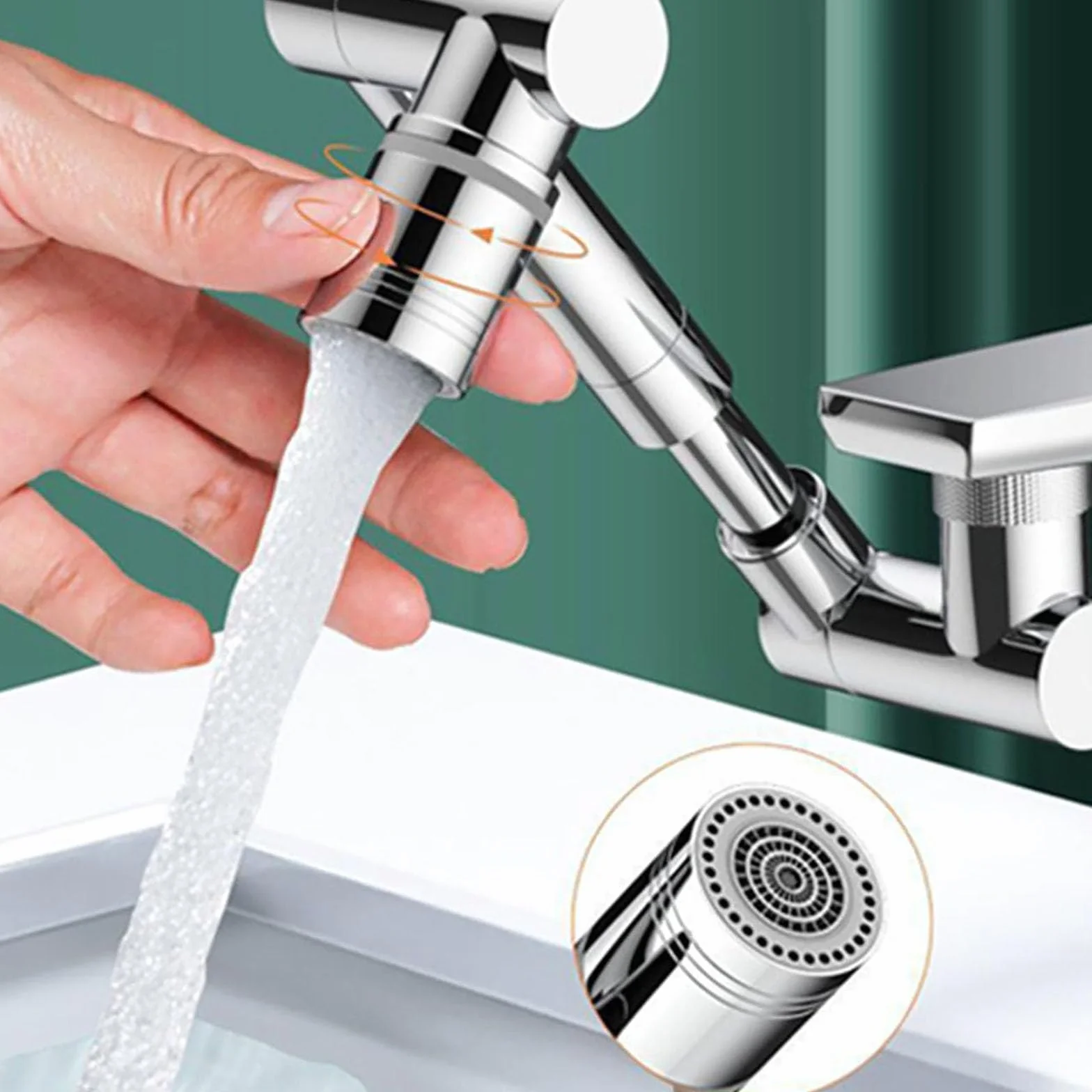 Extension de robinet rotative universel à bras robotique, double mode, noir pour cuisine et salle de bain