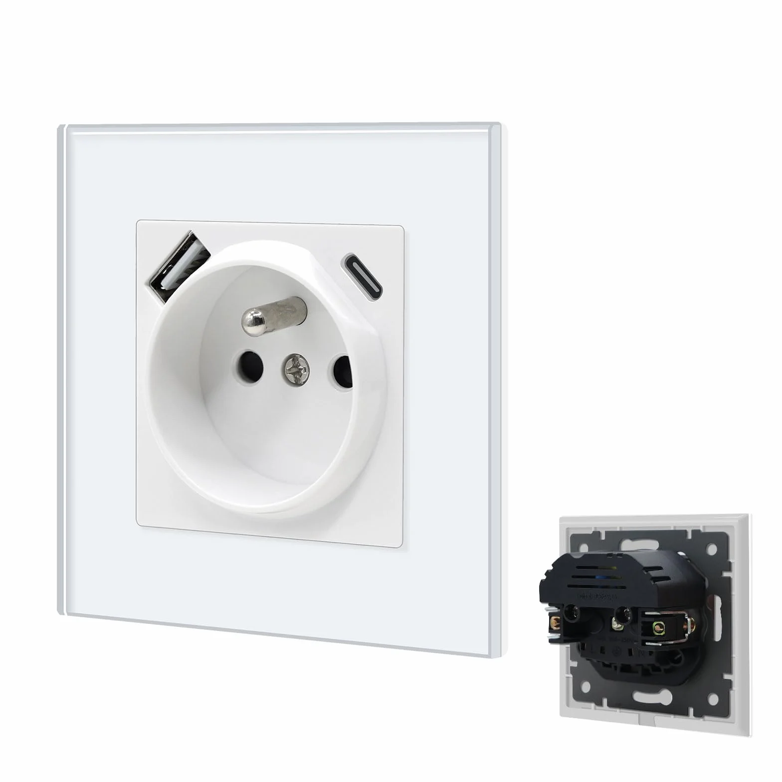 BSEED Prise Murale USB C 2.1A 16A Multiprise avec USB et Type C Blanc