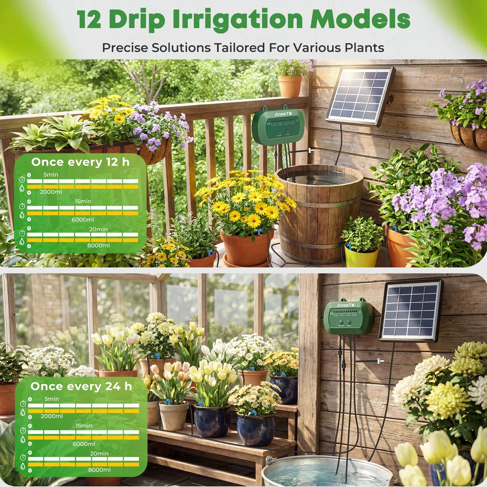 Kit Arrosage Automatique Solaire Jardin 15M Tuyau Goutte a Goutte Programmateur