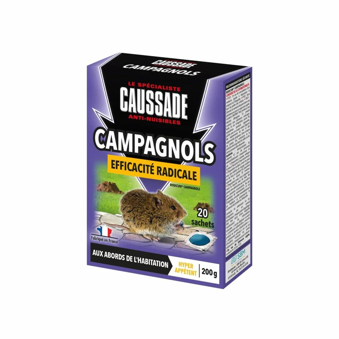 CAUSSADE Anti-Campagnols 200g 20 sachets Pâtes prêt à l'emploi