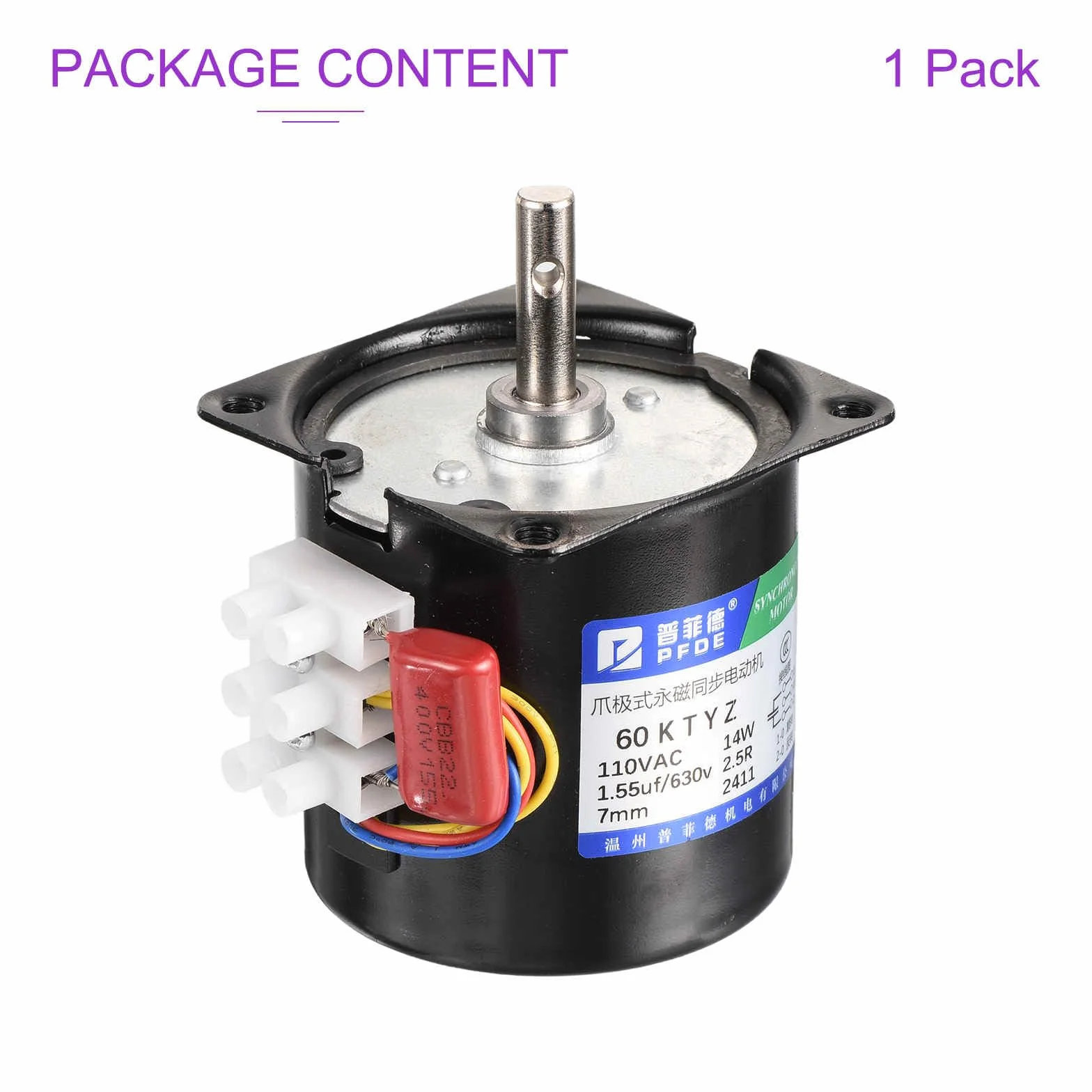 DMiotech Moteur AC Synchrone Réducteur 60KTYZ 110V 2.5RPM 350N.cm CW/CCW Faible Bruit