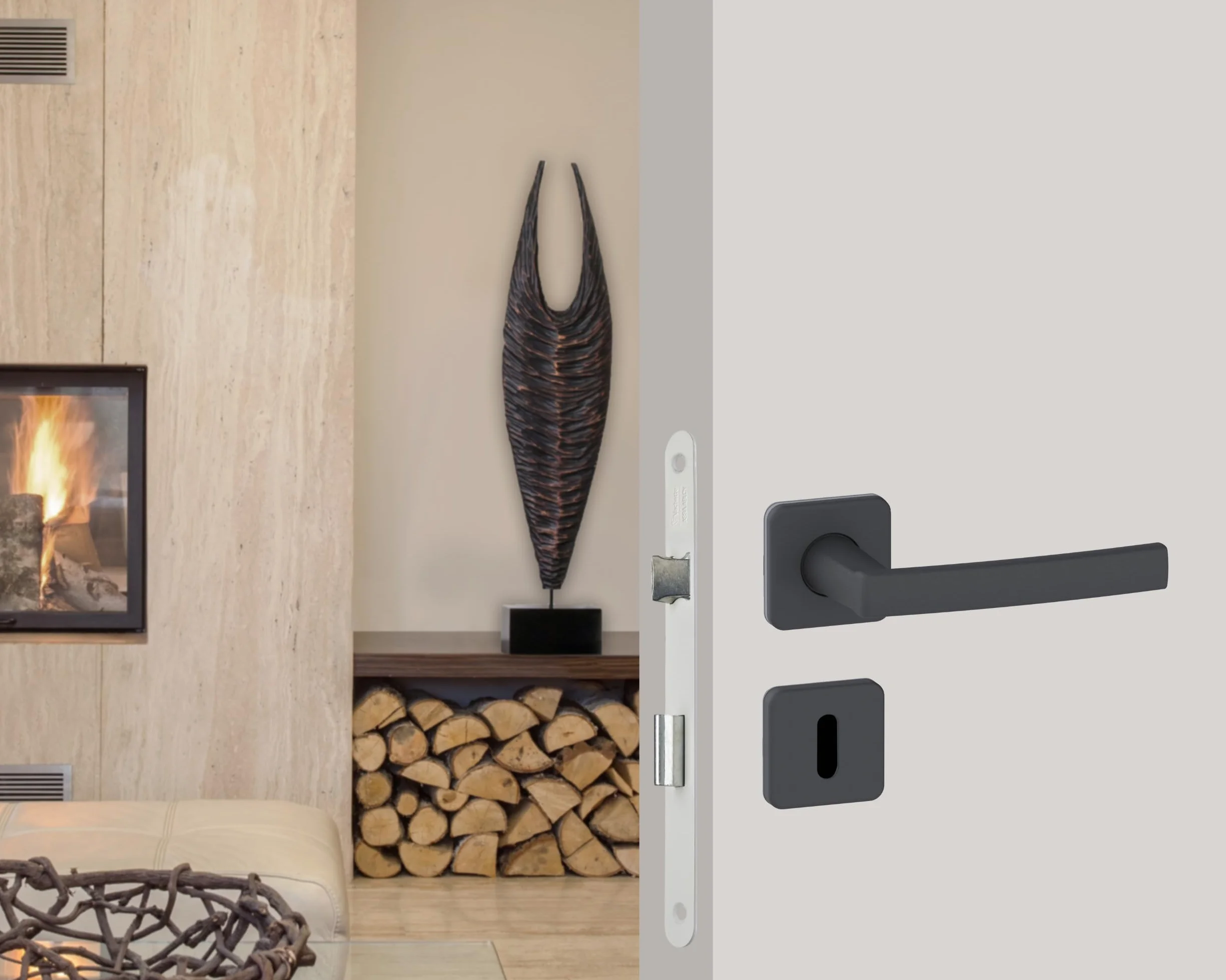 Vachette Serrure à Encastrer à clé Axe 40 mm Coffre 135 mm Réversible sans démontage Têtière bouts ronds Porte intérieure Blanc Gâche et Clé inclus
