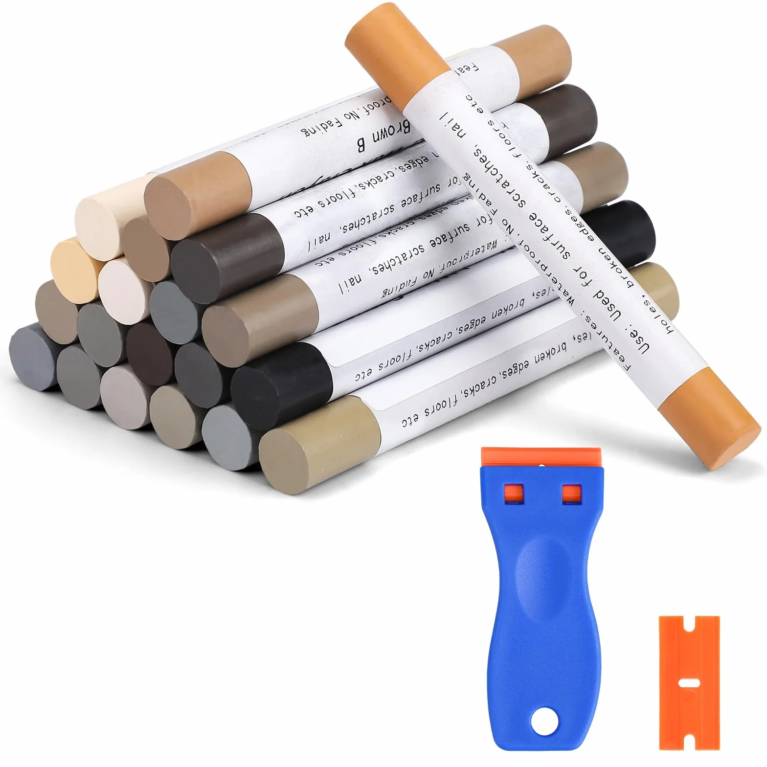 Kit de crayons de cire pour réparation de meubles, bâton de mastic, marqueurs de retouche multi-surfaces