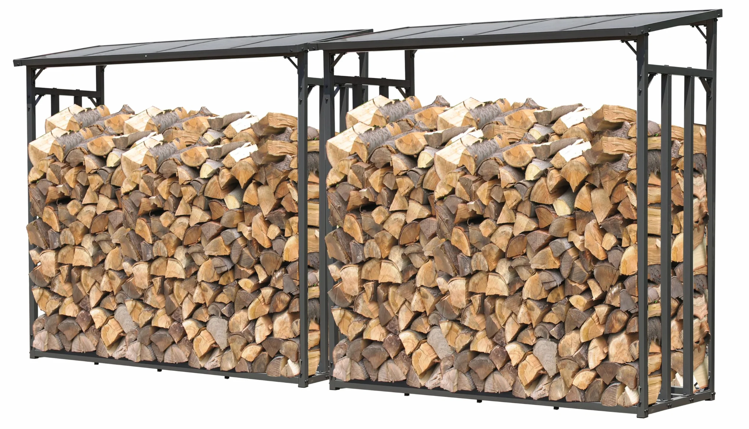 QUICK STAR 2 pièces Étagère en métal pour Bois de cheminée Anthracite XXL 185 x 70 x 185 cm Distance Entre Les Bois 4,6 m³