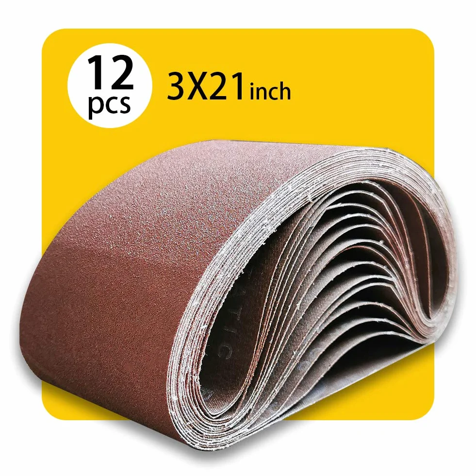 Bande Abrasive 75 x 533mm Bande de Ponceuse Mixte 4 Grains 80/120/150 12 Pièces