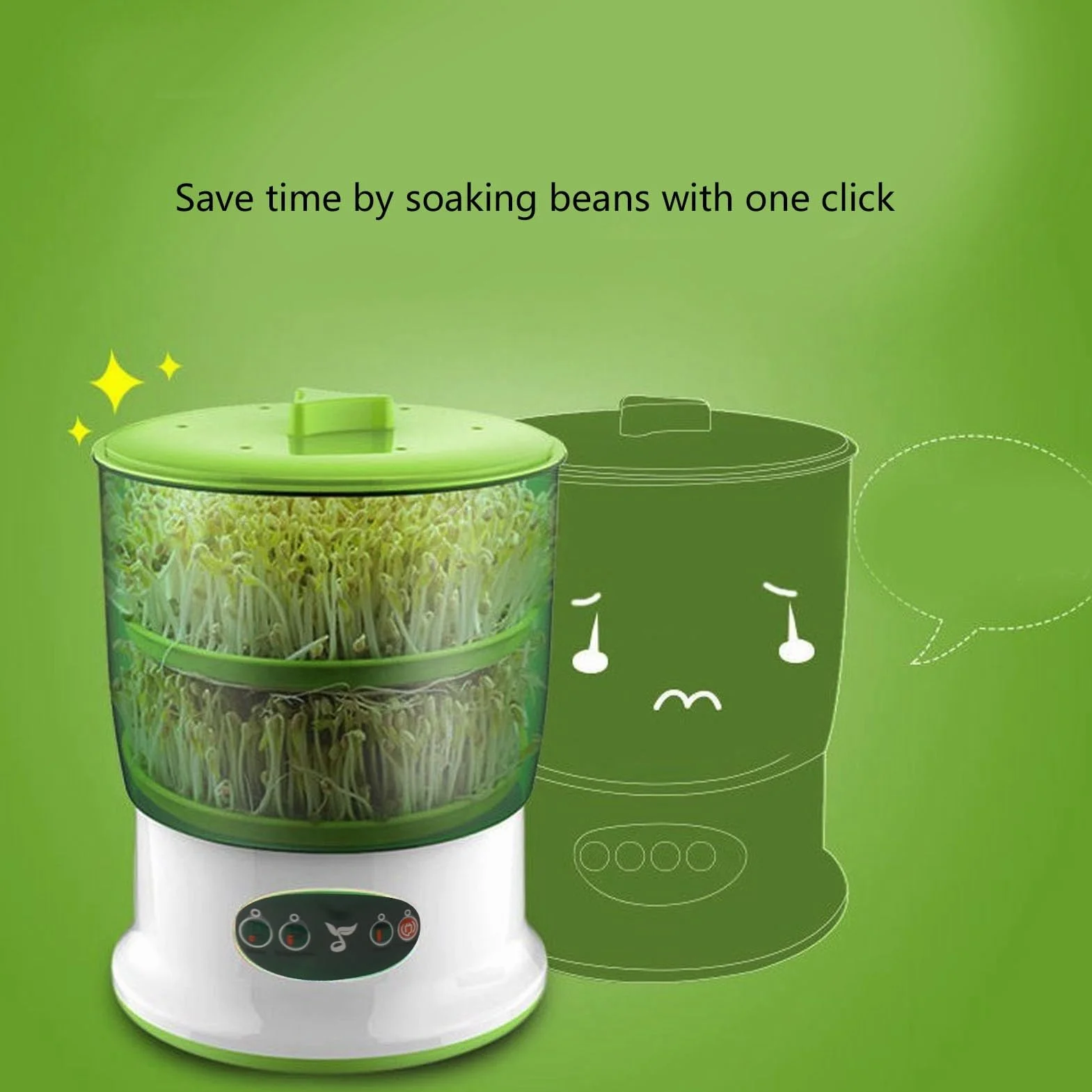 Automatique Machine de Germination de Haricots 2 Couches, Germoir Intelligent LED, Prise UE 220V