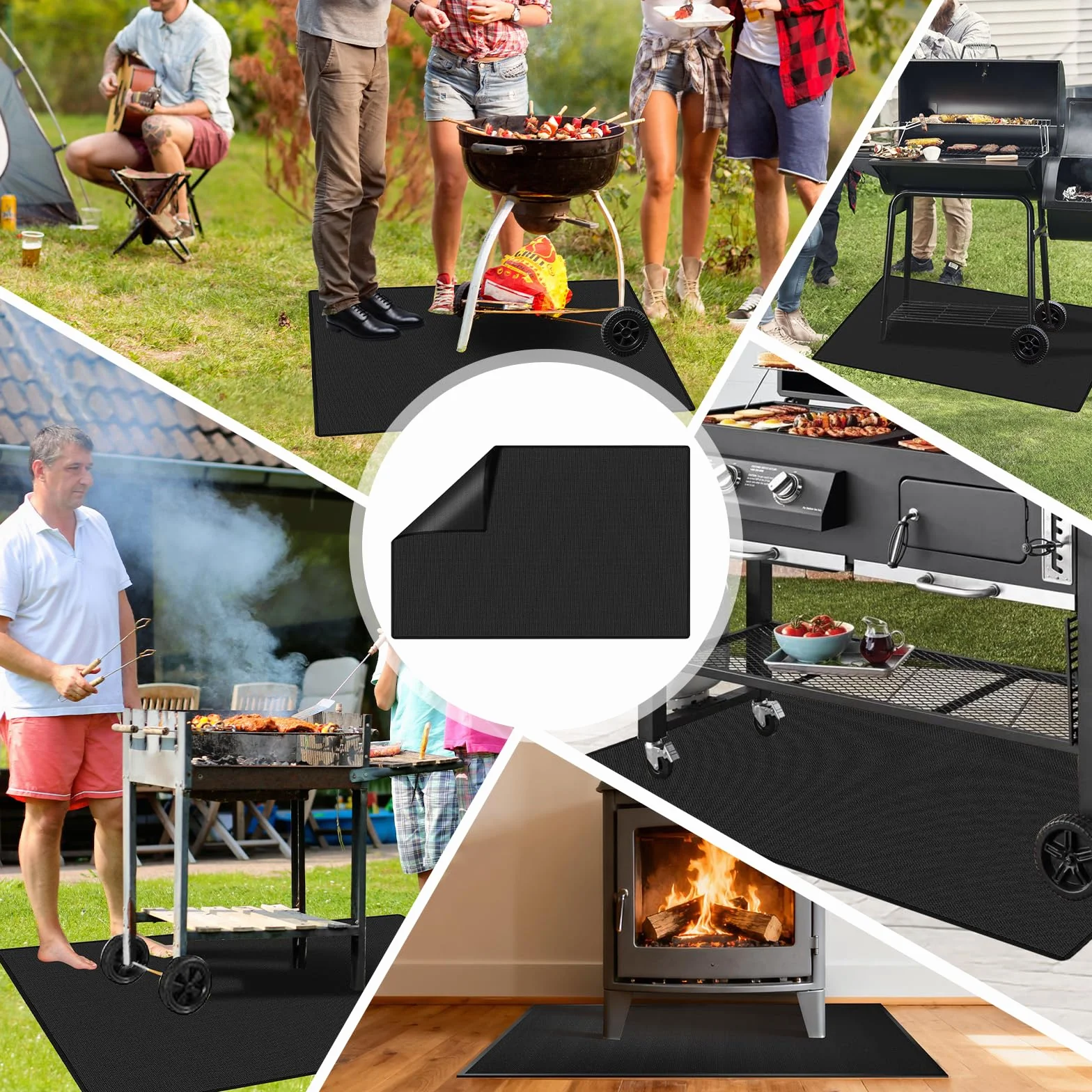 Tapis de barbecue ignifuge 100 x 150 cm en fibre de verre
