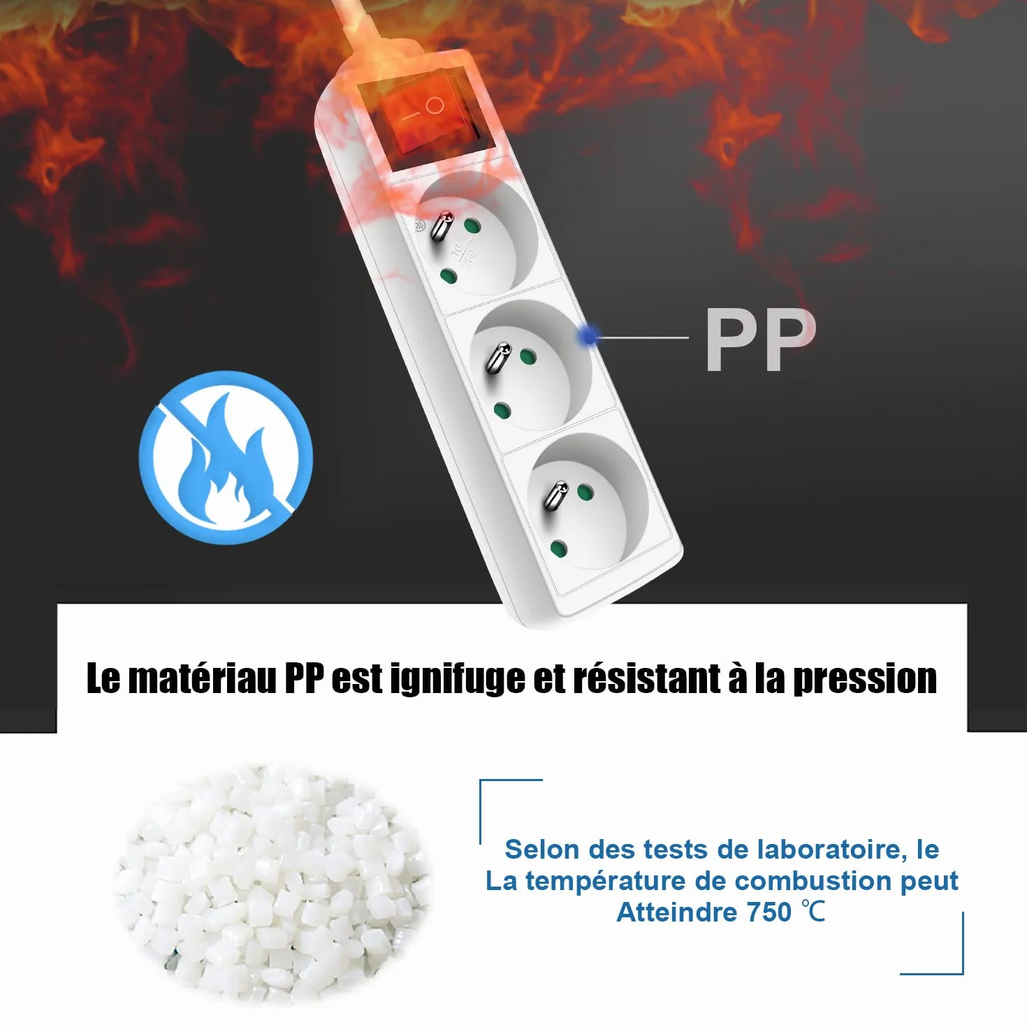 Extrastar Bloc 3 Prises avec Interrupteur Rallonge 1.5m 230 V Sécurité Enfant Blanc