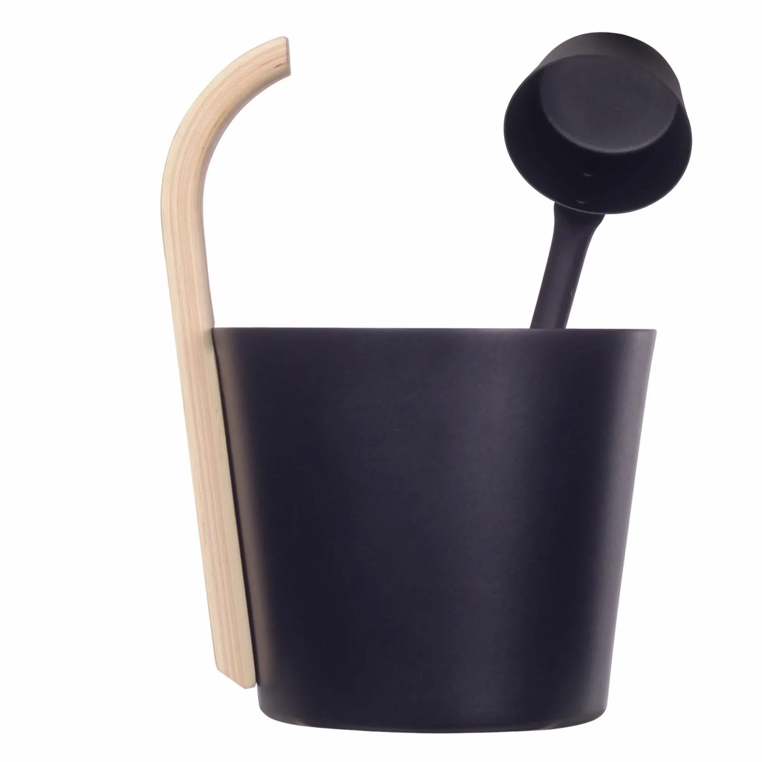 Seau de sauna noir Louche en aluminium 7 L Accessoires sauna cèdre long manche