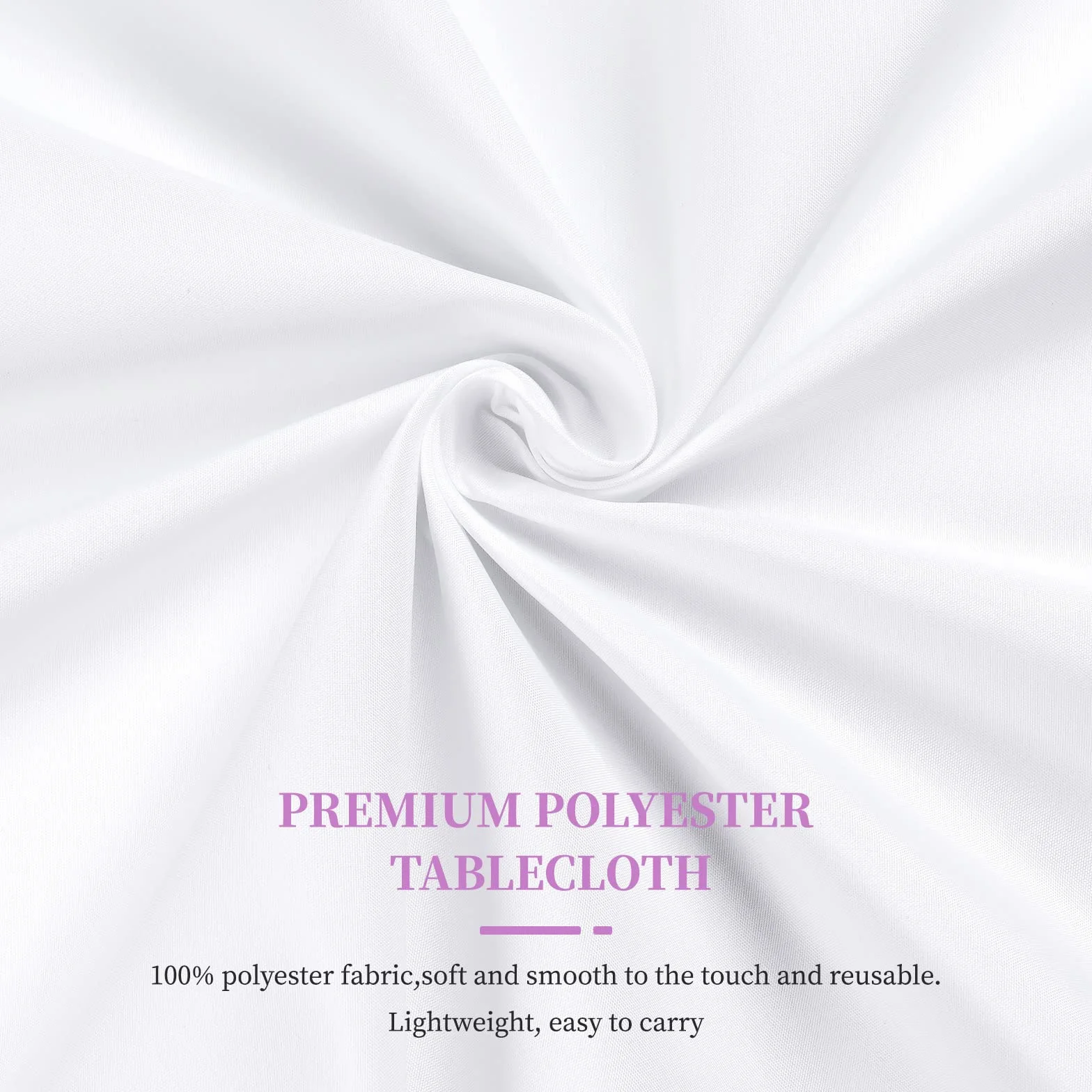 Lot de 6 nappes rectangulaires polyester blanc 153 x 260 cm pour tables 6 pieds, décoration mariage fête