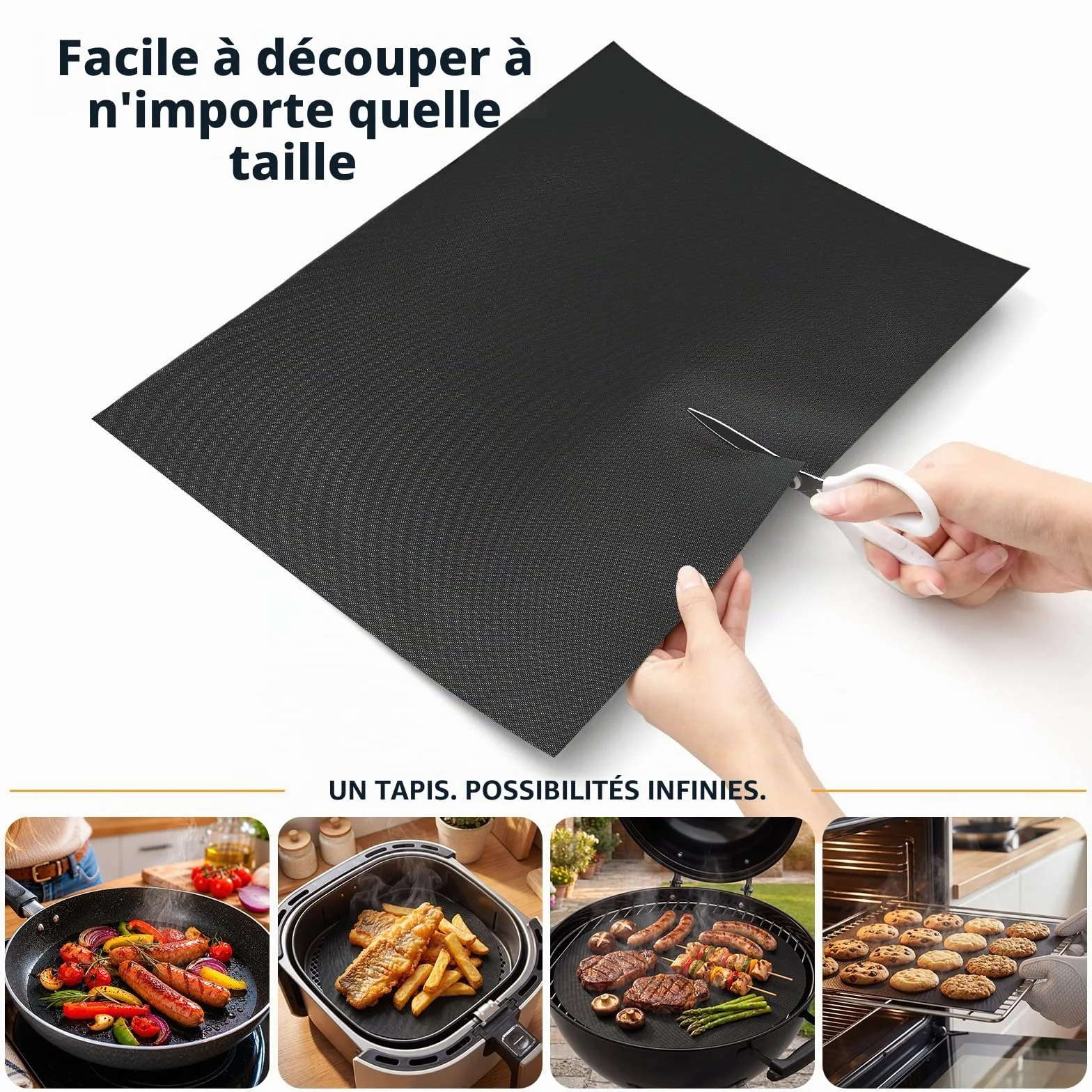 Homealexa Tapis de Cuisson Réutilisable Barbecue 5 Pièces 40x33 cm Antiadhésif Sans PFOA 260°C
