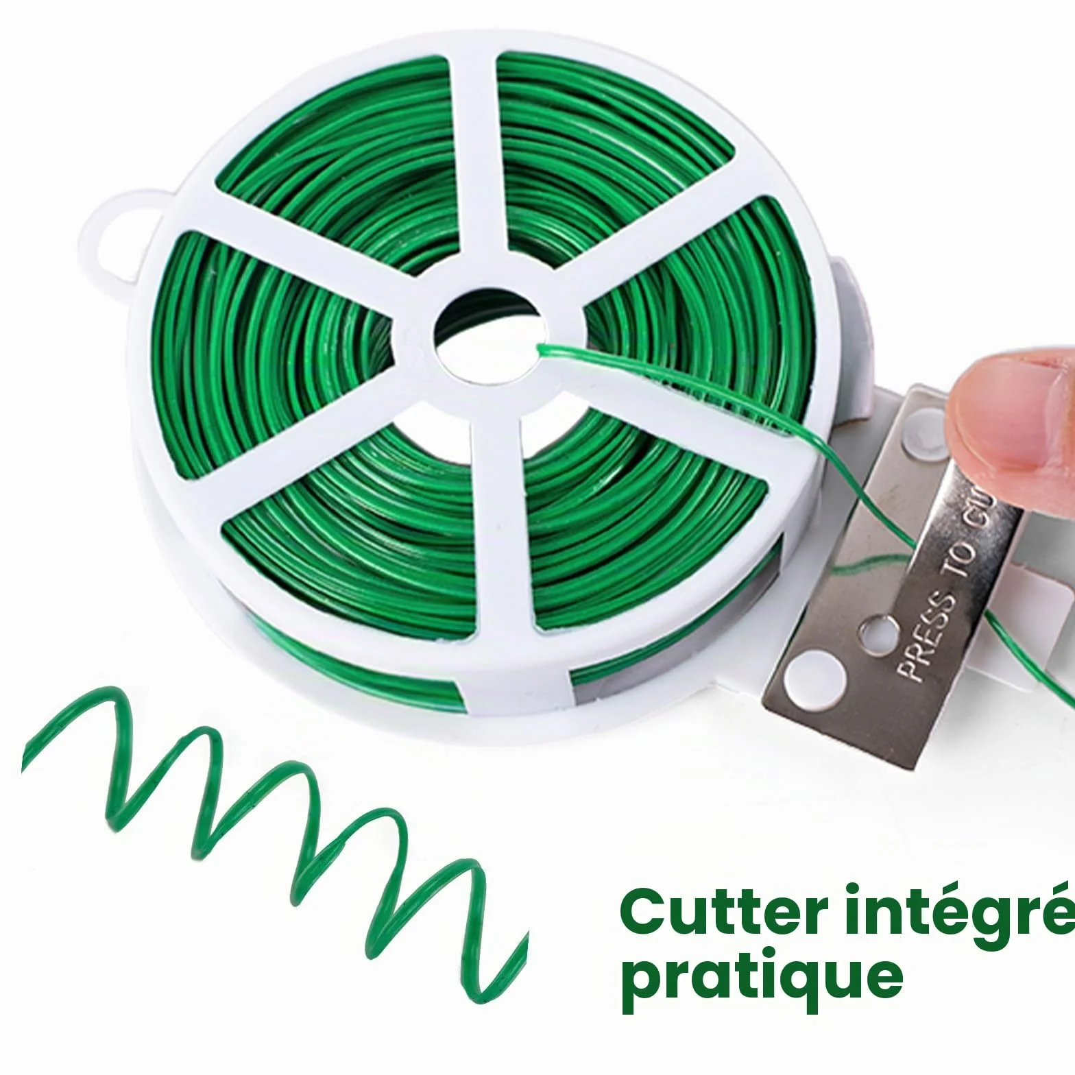 KINGLAKE 50m Fil de Fer Jardin Vert- Attache Plante Grimpante avec Cutter, Fil Plastifié Soft, Fil Torsadé pour Plantes, Vignes, Arbustes et Fleurs