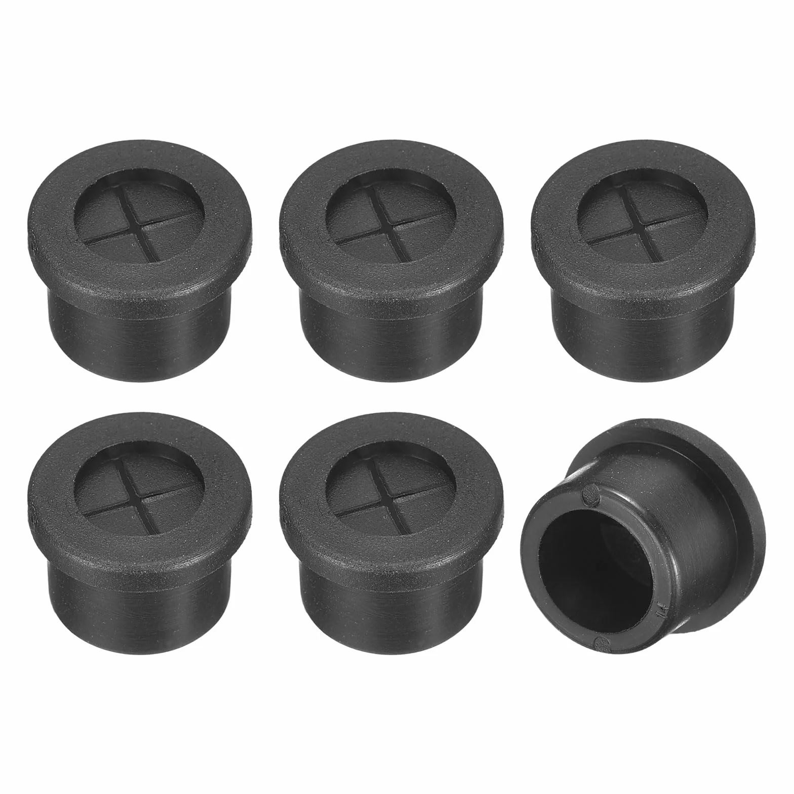 Passe-Câble 14mm Caoutchouc Flexible, QUARKZMAN 6 Pièces Cache-Trou pour Bureau Organisateur de Câbles, Noir