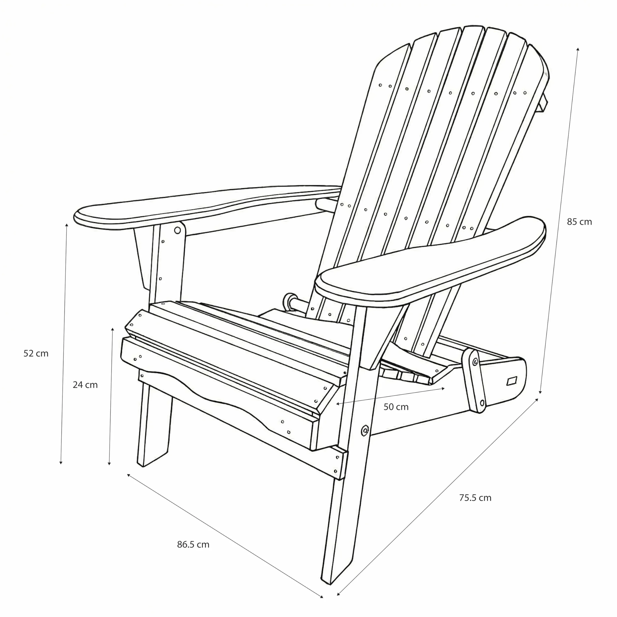 AXI Rosalie Chaise Adirondack en Bois, Couleur Grise | Transat/Chaise Longue/Assise De Jardin / 100% Bois De Pruche pour 1 Personne, avec Accoudoirs Et Dossier Haut | 75,5 X 86,5 X 85 Cm