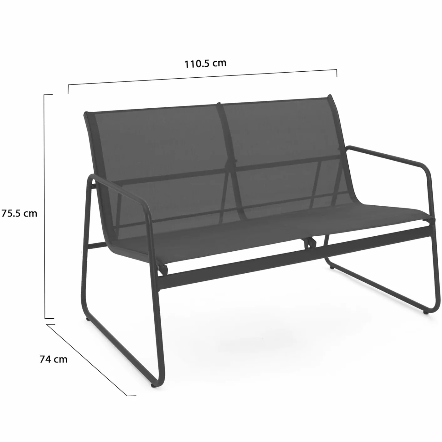 IDMarket - Salon de Jardin Bas Malaga 4 Places avec canapé, fauteuils et Table Gris Anthracite