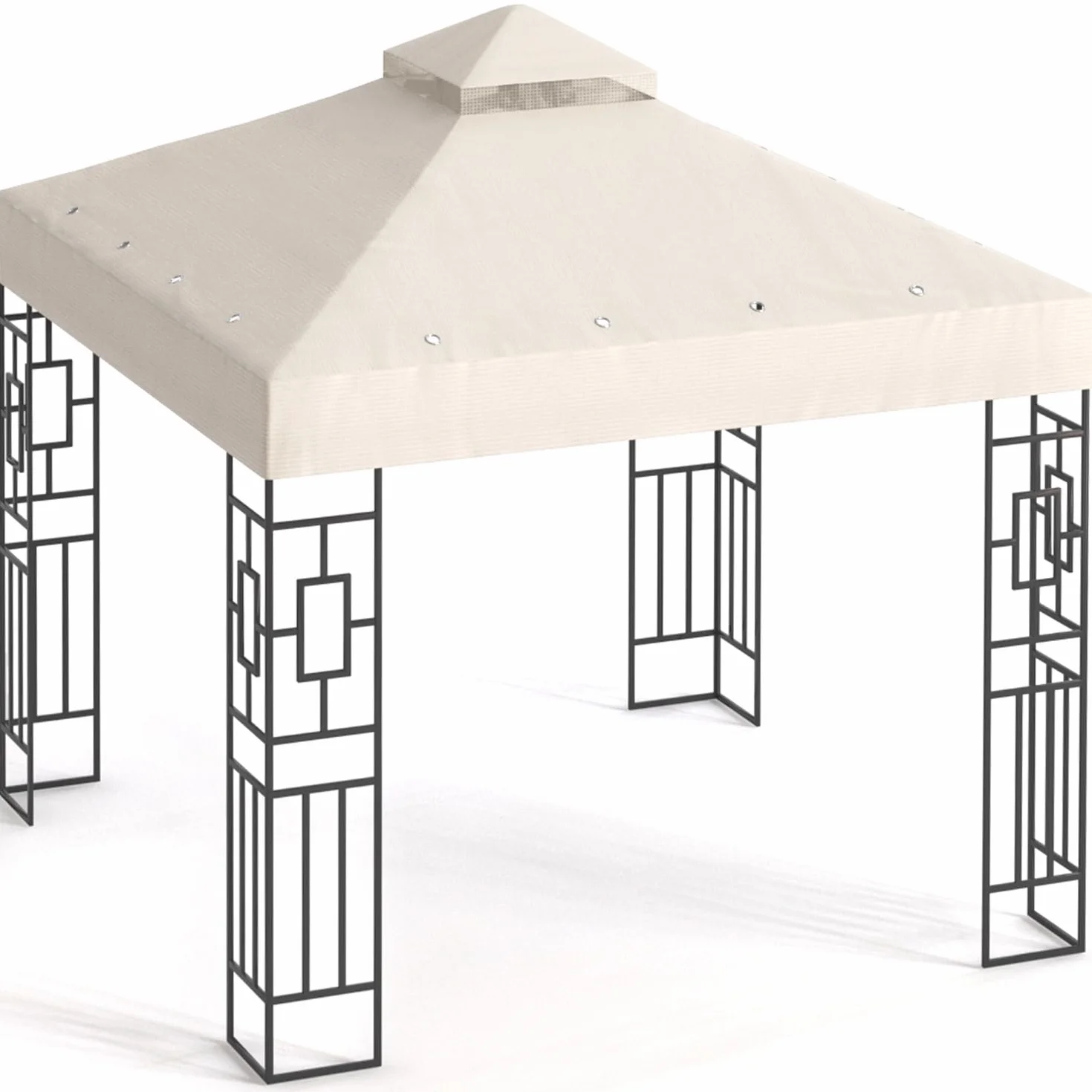 Toile de Toit de Rechange pour Pavillon Tonnelle Tente 3x3 m Double Étage Canvas 250g/m² Imperméable Beige