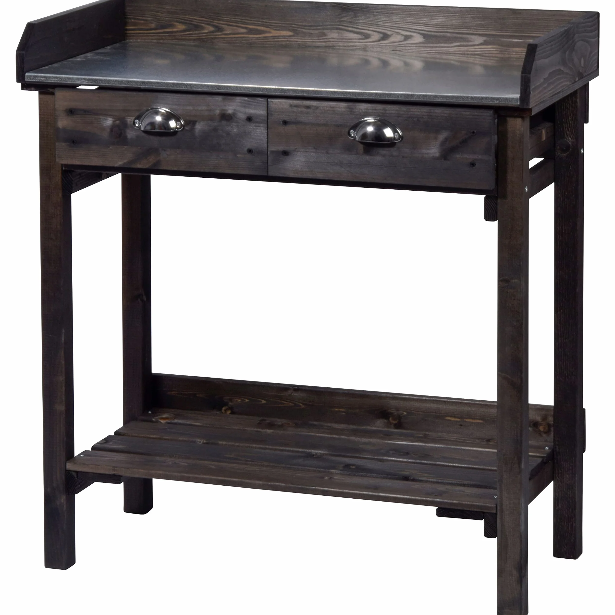 dobar Table de plantation design avec 2 tiroirs en bois d'épicéa massif 79 x 39 x 90 cm Noir