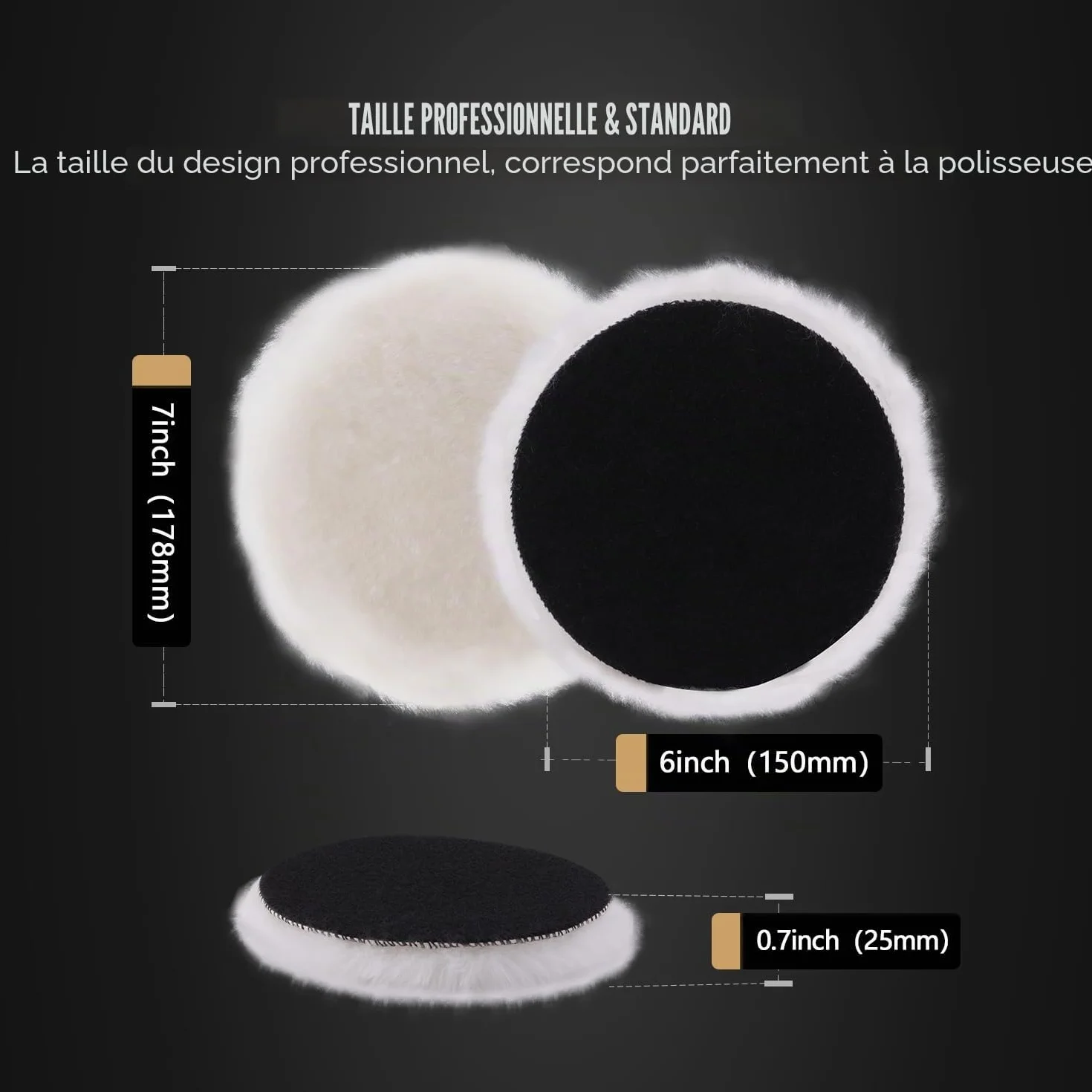 SPTA 5 Pièces 150mm Bonnets de Polissage avec Adaptateur M14 pour Machine à Polir