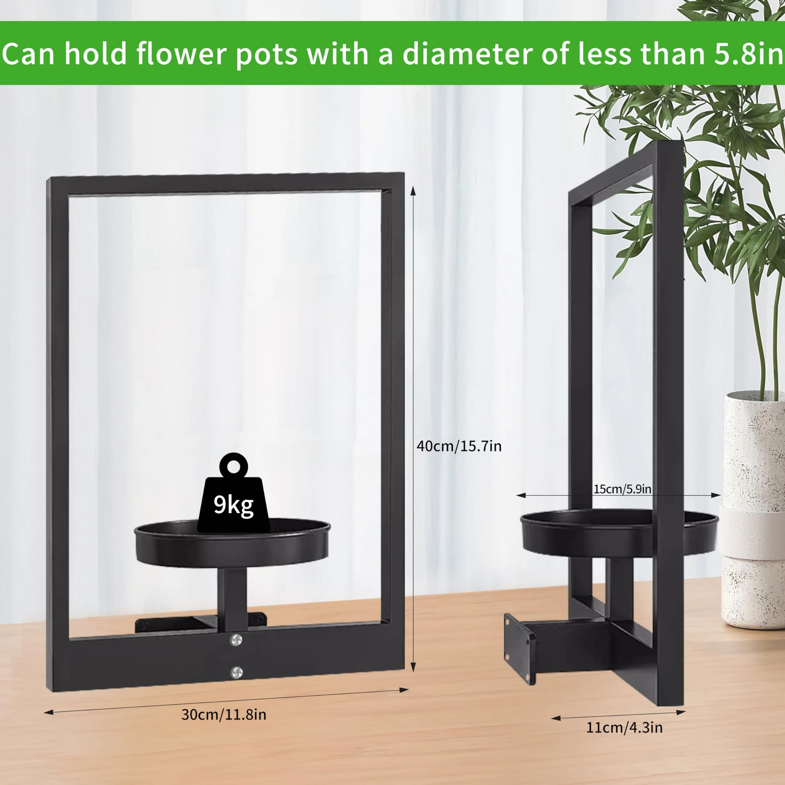 Support pour Plantes d'intérieur 3 Pièces avec Vis Étagère Murale en Métal pour Pots de Fleurs