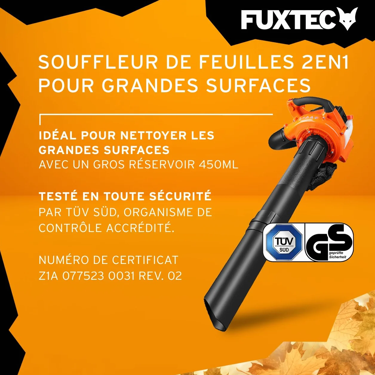 Souffleur De Feuilles Thermique 2en1 FUXTEC FX-LB126 71 m/s Aspirateur Broyeur