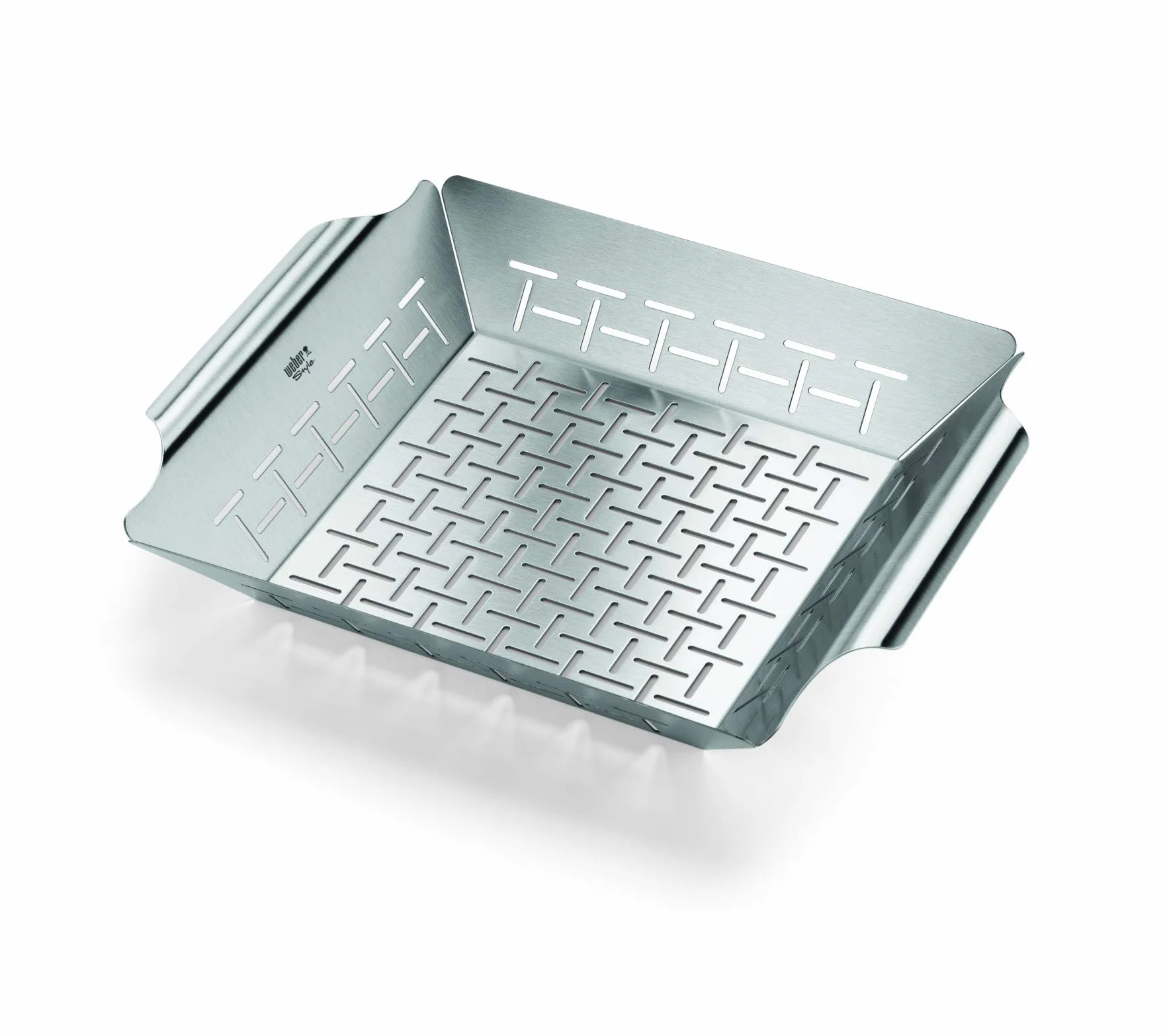 Weber Panier à griller deluxe - Grand (35 x 30cm), acier inoxydable, résiste à la chaleur, passe au lave-vaisselle, idéal pour les accompagnements, adapté à tous les types de barbecues - Argent (6434)