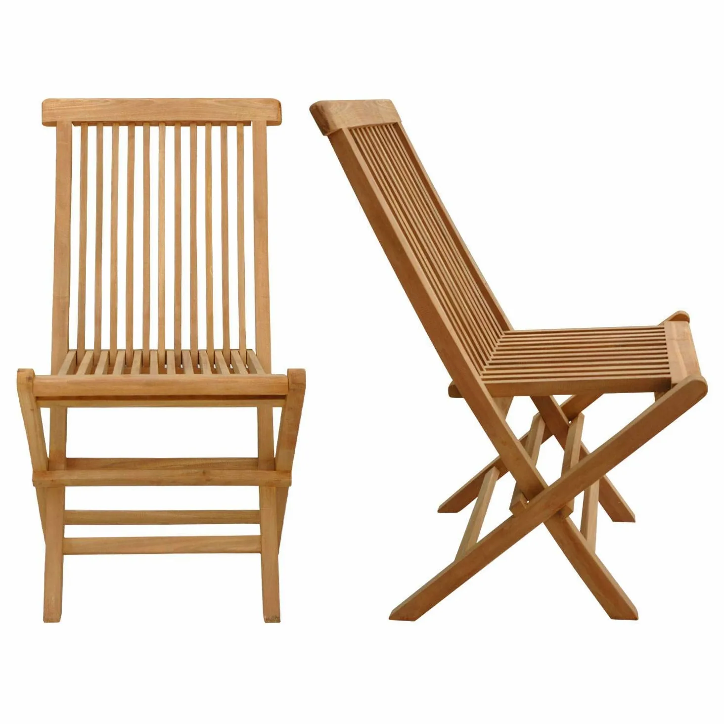 BENEFFITO SALENTO - Lot de 4 Chaises de Jardin Pliantes en Teck Naturel - Résistantes et Compactes