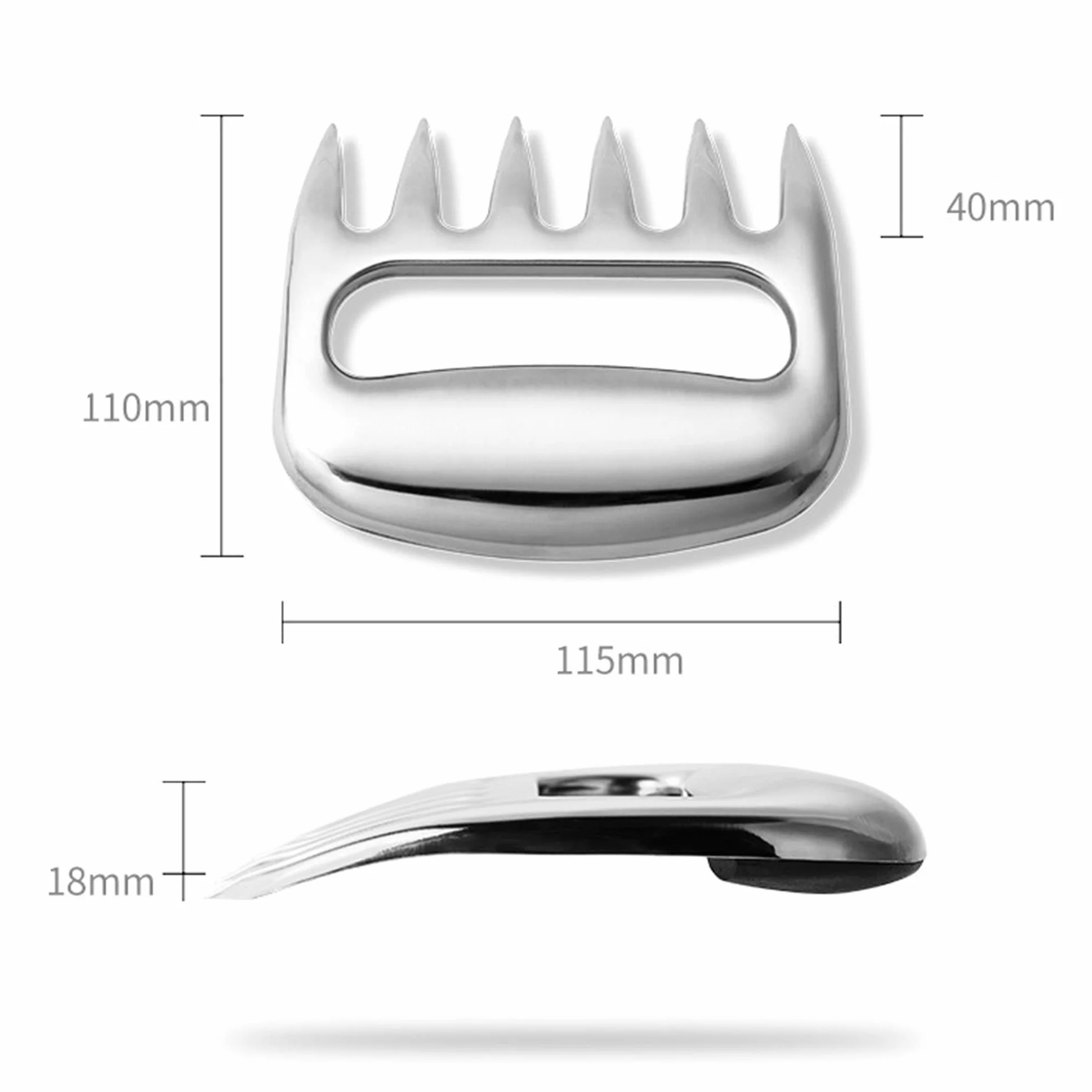 Griffes d'ours pour barbecue, vaisselle de barbecue en acier inoxydable antirouille, patte d'ours pour couper la viande, très appropriée pour tirer du porc (Acier inoxydable)