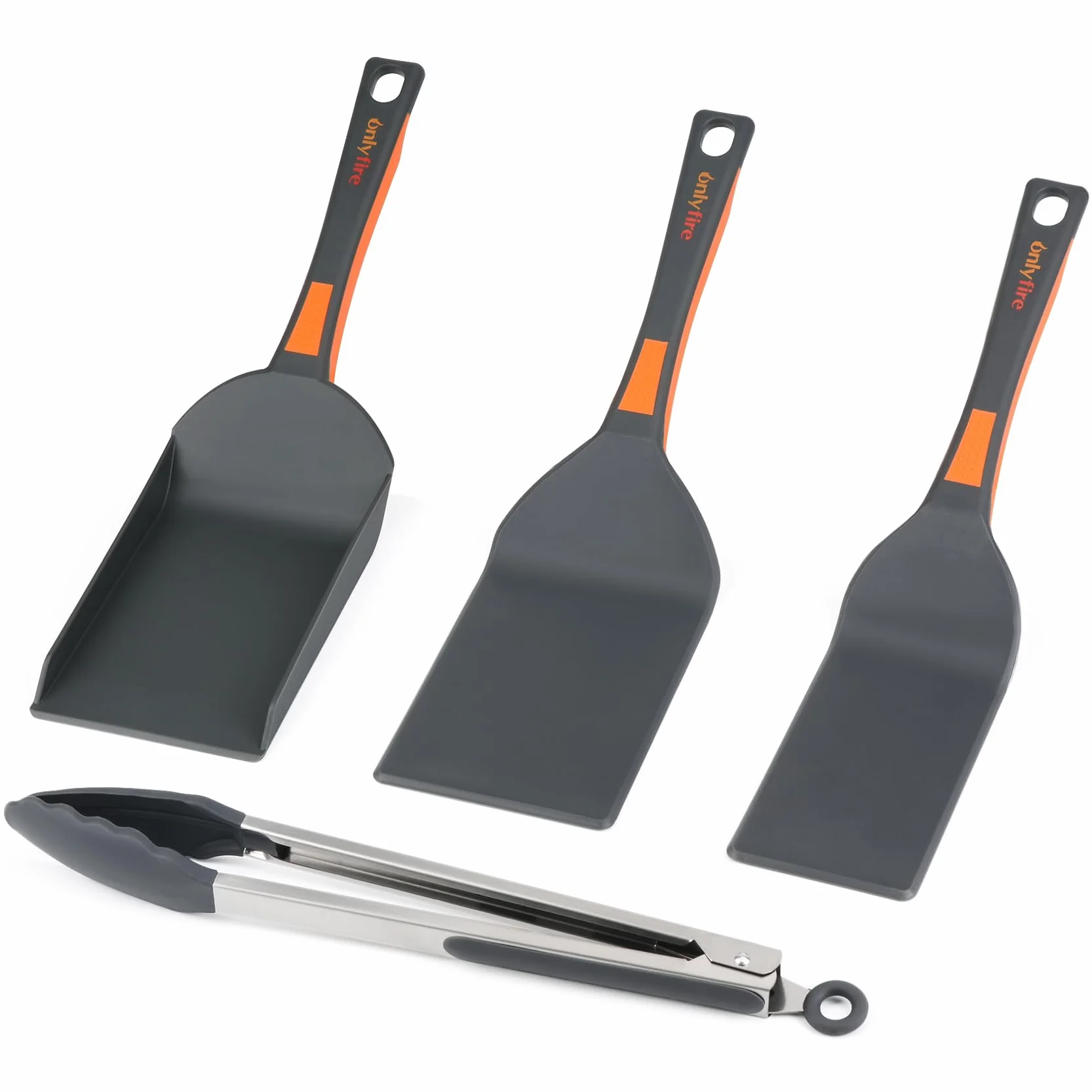 Onlyfire Kit Ustensiles Plancha Barbecue Anti Rayure Spatule Bord Relevé Pince
