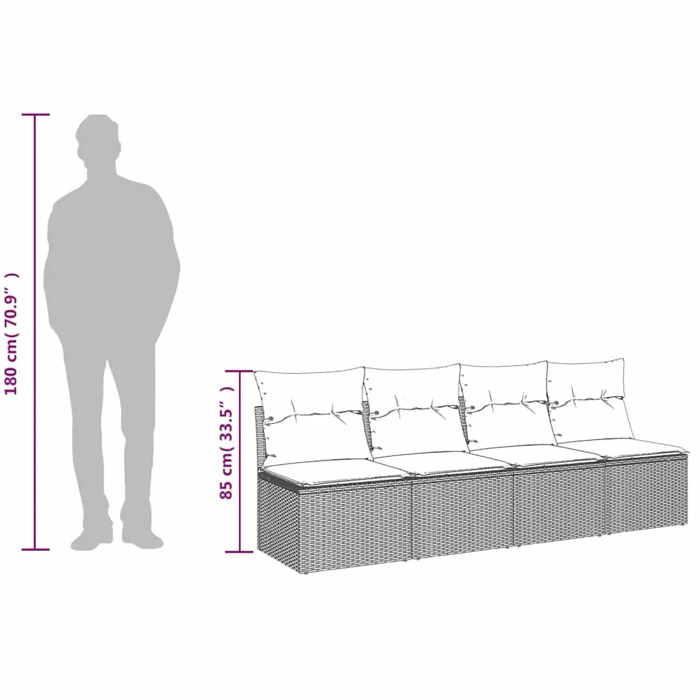 Générique Canapé de Jardin 4 Places avec Coussins Gris résine tressée,Meubles,Mobilier de Jardin,Sièges de Jardin,Canapés de Jardin,366116