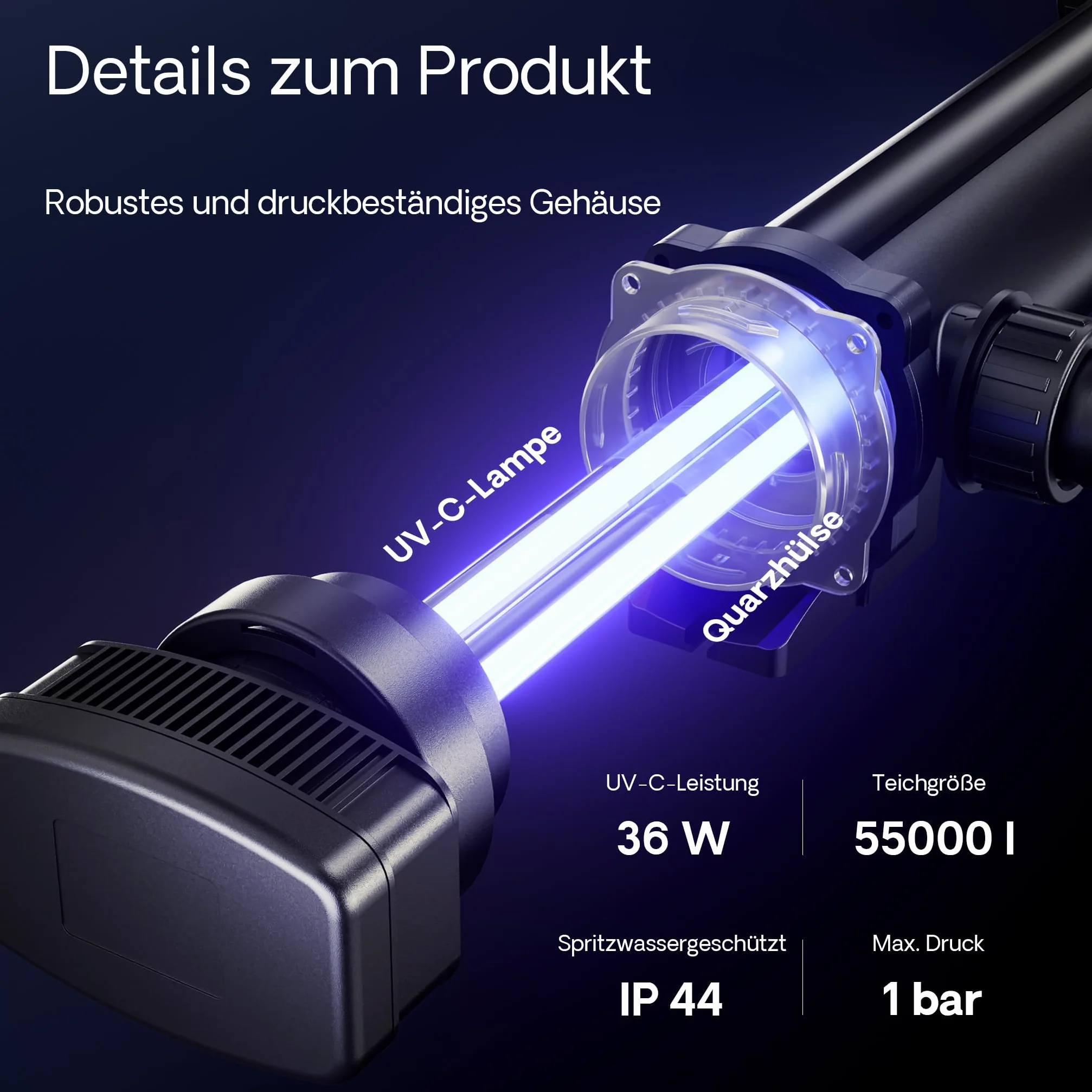 SunSun Kit complet: CBF-350 Filtre de bassin jusqu'à 12000 L Biologique, CUV-336 lampe uv UVC Clarificateur avec 36 Watt Puissance UV-C