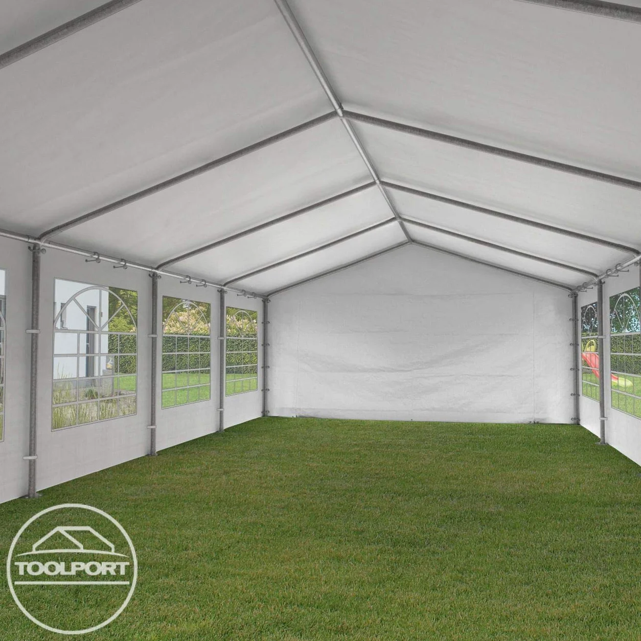 TOOLPORT Tente de réception 5x10 m pavillon Blanc bâche PE 350 N imperméable Tente de Jardin