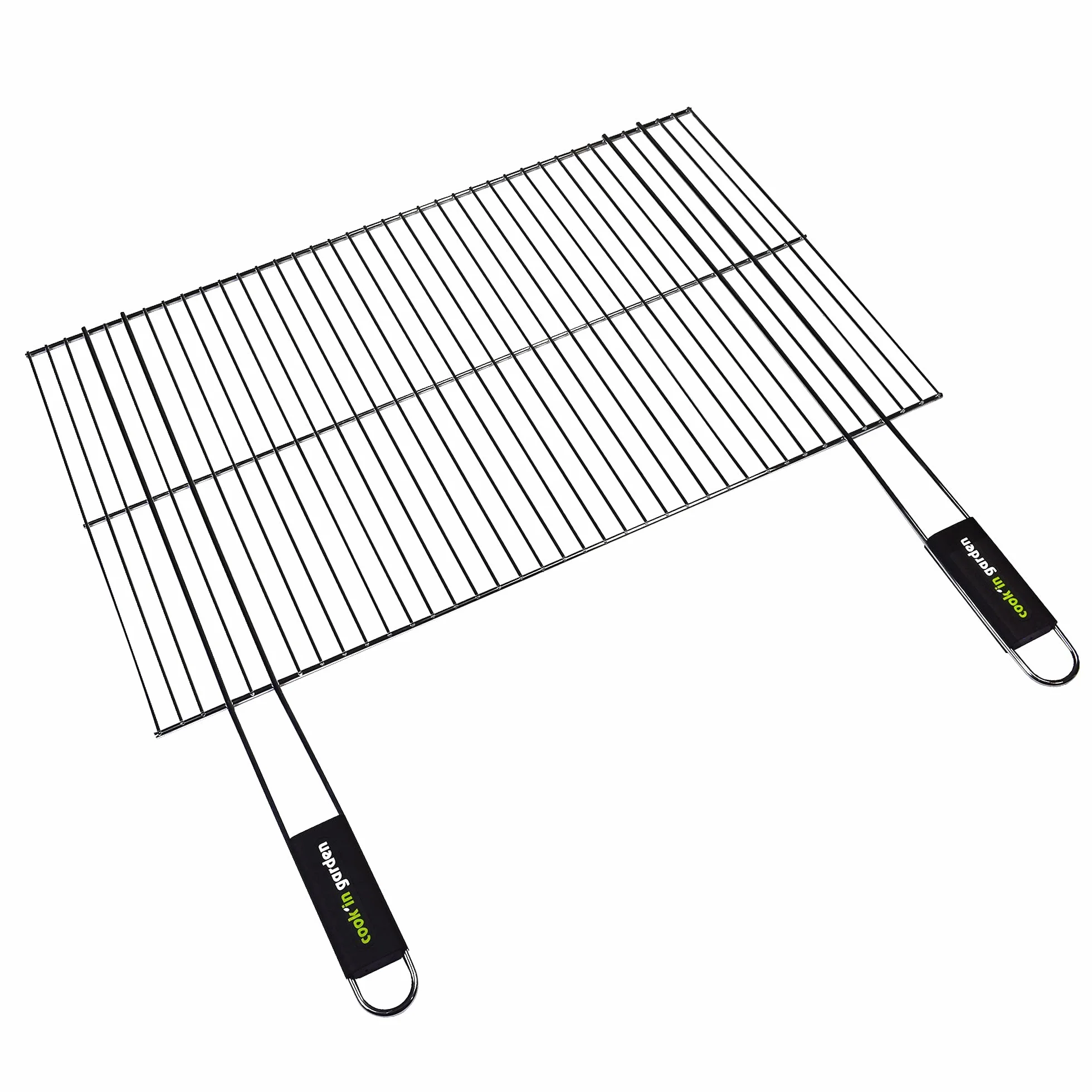 Cook'in Garden - Grille Barbecue Chromée 67 × 40 cm, Résistante aux Hautes Températures et Flammes, Manche Soft Touch Confortable, Compatible Multi-Marques