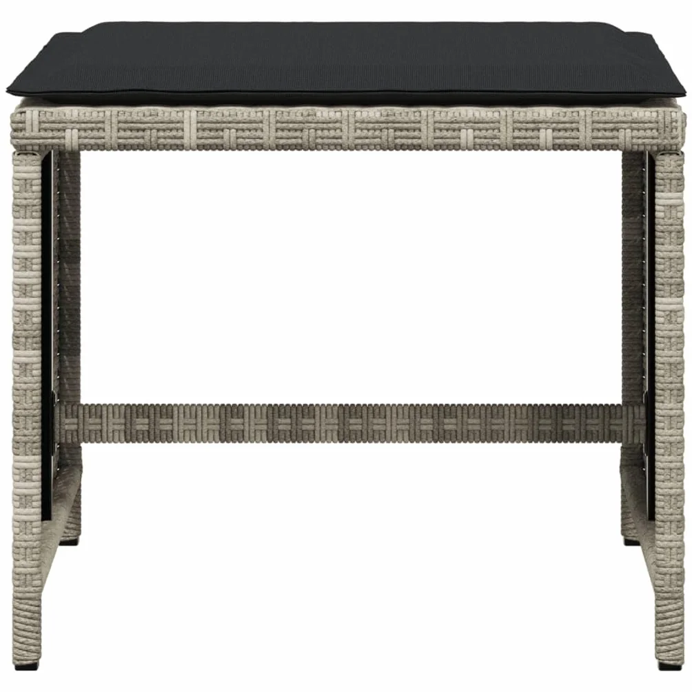 Tidyard Tabourets de Jardin Coussins Lot de 4 Gris Clair résine tressée, Tabouret pour Salon de Jardin Exterieur, Repose-Pied Siège de Jardin, Pouf pour Patio, Terrasse, Balcon Camping, Extérieur