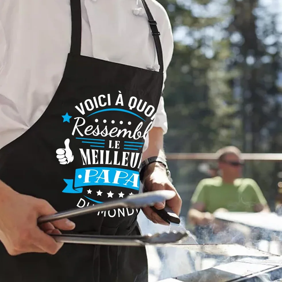 Yontree Tablier pour Fête des Pères, adapté pour la Fête des Pères, anniversaires et soirées barbecue ; tissu en coton, tablier de barbecue ou de cuisine conçu spécialement pour homme