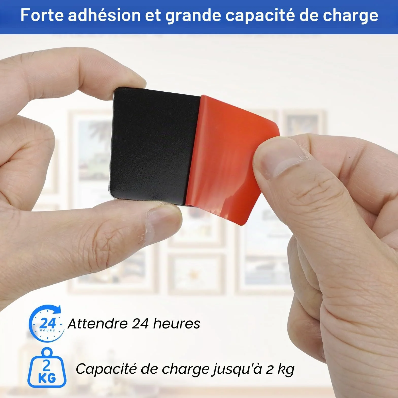 Crochets autocollants en acrylique Dibond pour photos lourdes, suspension aluminium extra puissant jusqu'à 2 kg