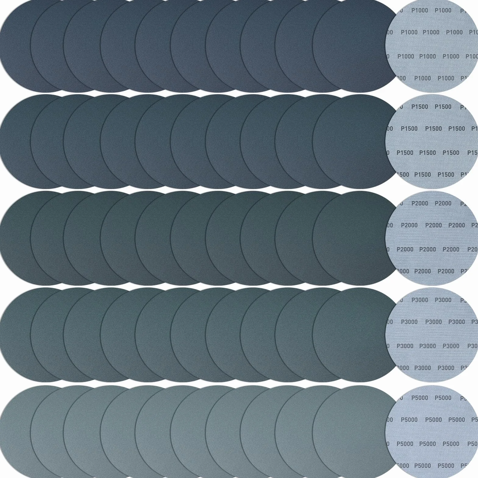 Disques Abrasifs 150mm Autoagrippant Papier de Verre Grain 1000-5000 50 Pièces Ponçage Sans Poussière