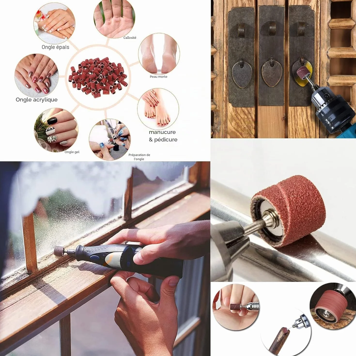 Tambour De Ponçage 287 Pièces avec Bandes de Ponçage 80/120/180 Grains pour Dremel Outils Rotatifs