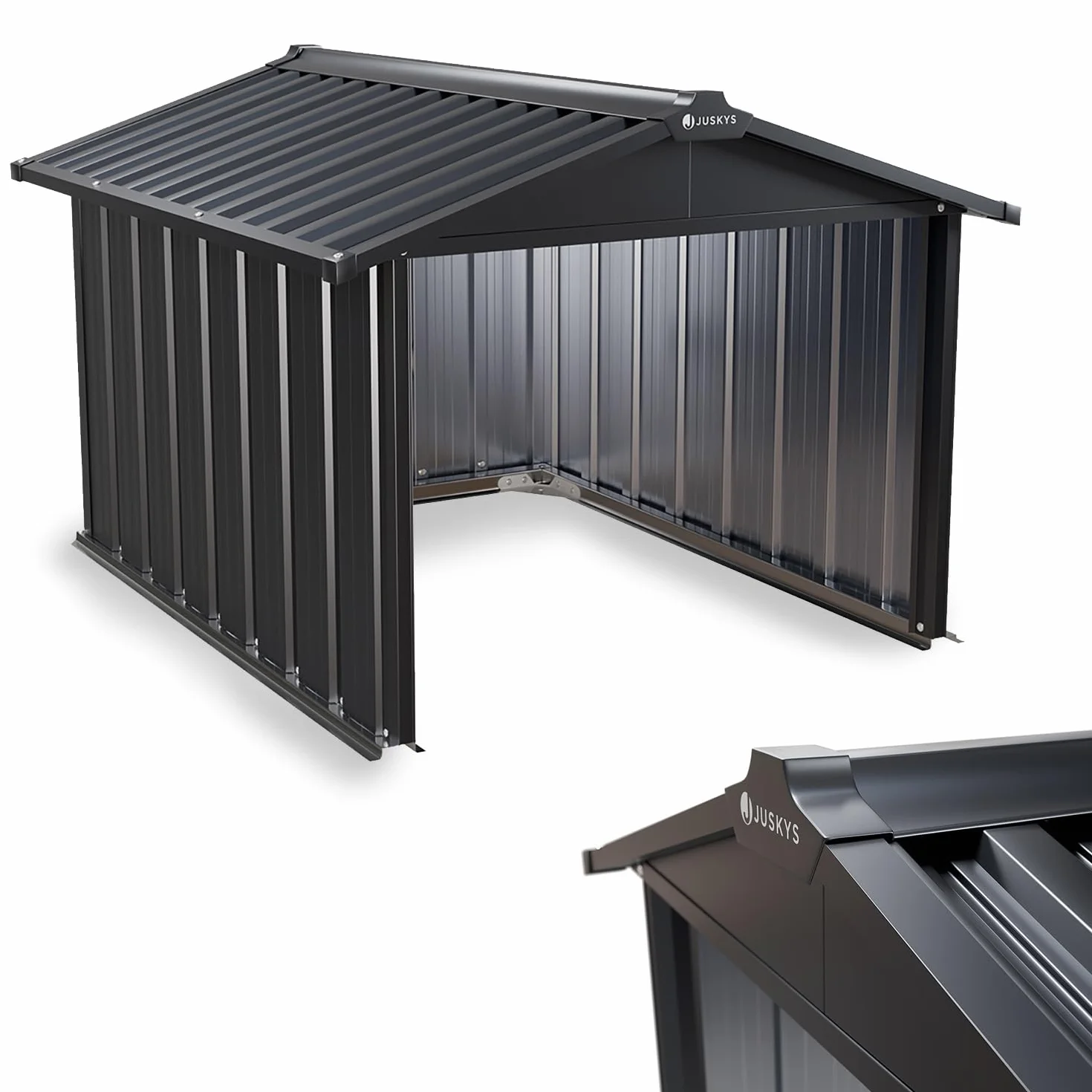 Juskys Garage en métal pour Tondeuse Robot, avec Toit à Deux pentes - 86 × 98 × 63 cm - Protection Contre Le Soleil et la Pluie pour tondeuses à Gazon - Anthracite - carport pour Tondeuse Robot