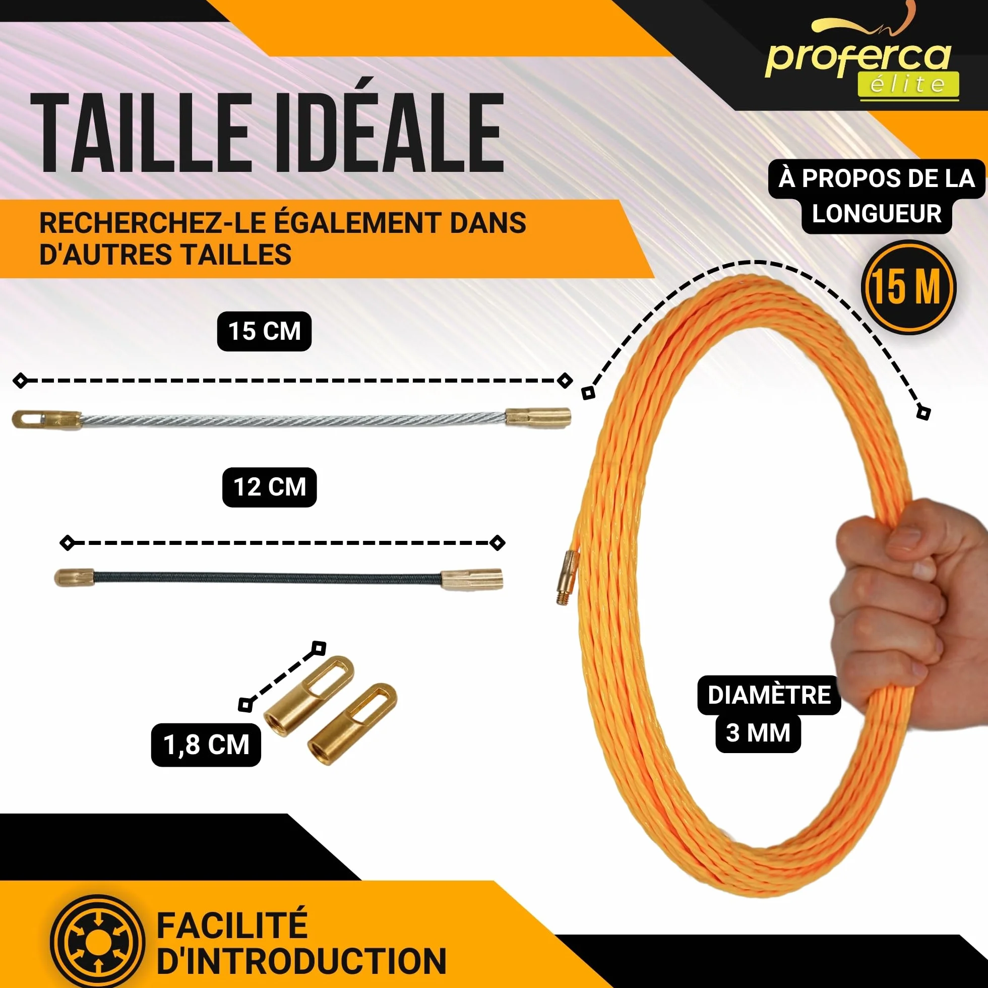 Aiguille Electricien 3mm 15 Mètres Tire Fil Électrique Robuste Passe Câble