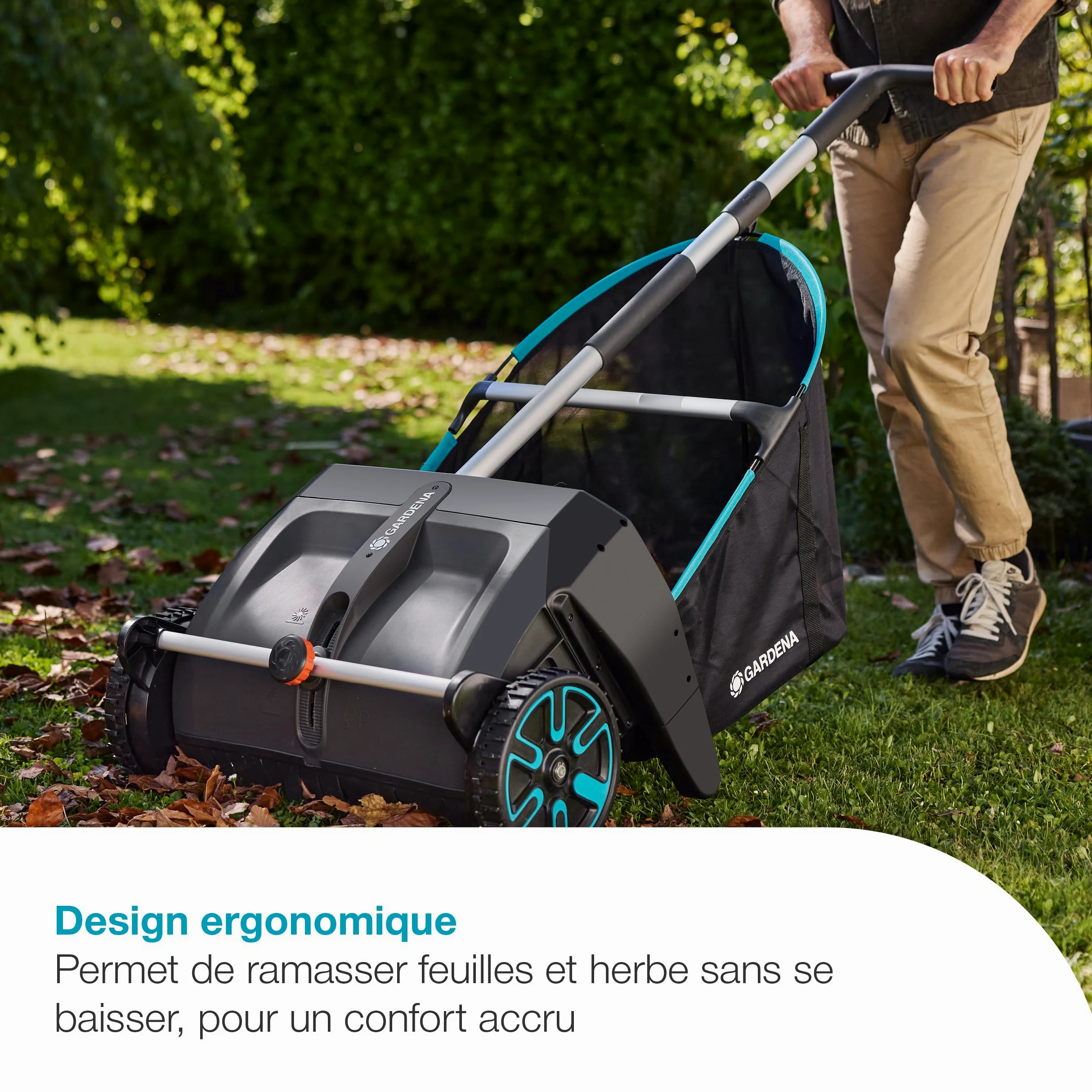 Gardena Collecteur de Feuilles et de pelouse pour pelouses et patios Aides de Jardin: Convient Aussi Bien aux pelouses qu'aux patios, Changement Facile des brosses (3566-20)