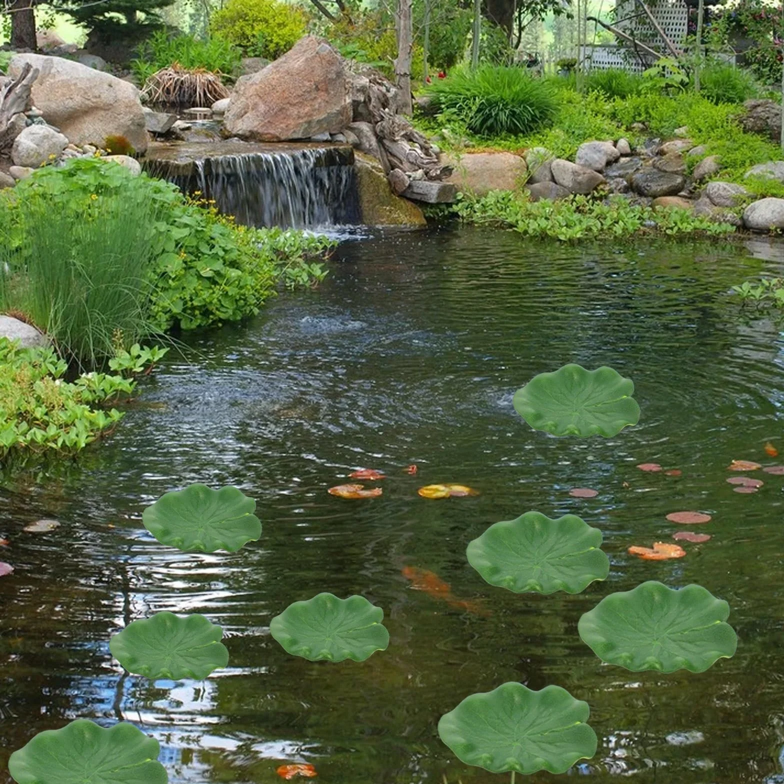 Lot de 12 Feuilles de Lotus Artificielles,Nénuphars Artificiels,Plantes Flottantes en Mousse pour Maison,Étang,Jardin,Aquarium,Piscine,Bassin Décoration