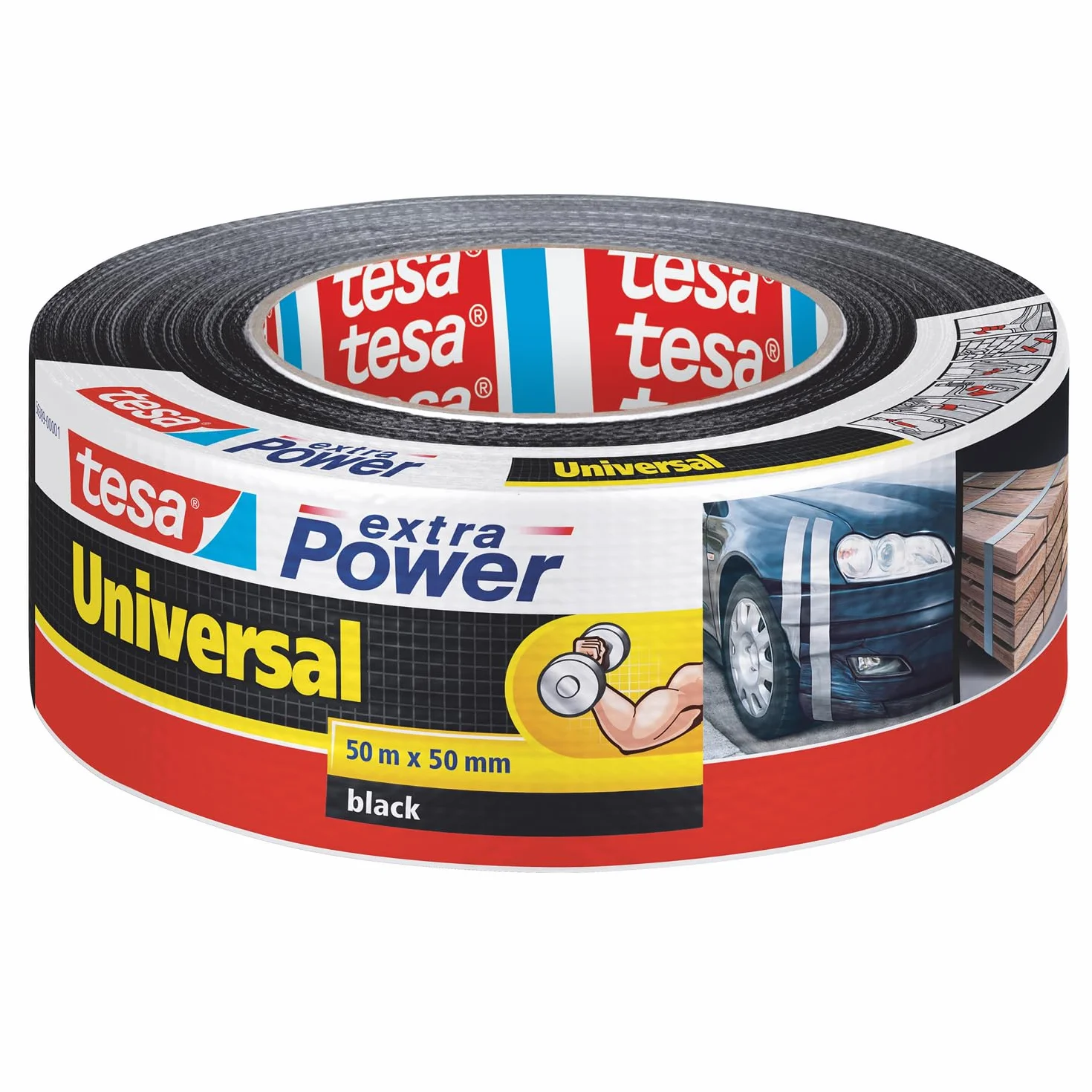 Tesa Extra Power Universal Ruban Adhésif Toile 50 m x 50 mm Noir