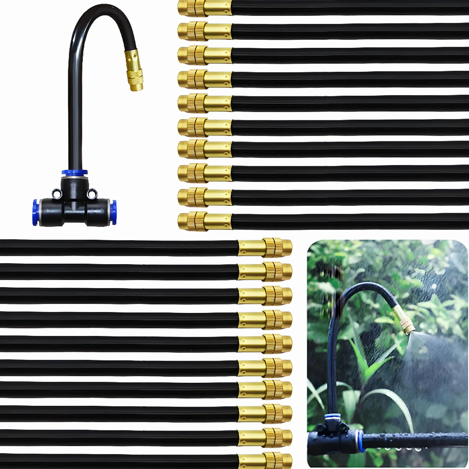 CESFONJER Buse Brumisateur, 20 Morceaux 8mm Buse Arrosage, Buse d'atomisation en Cuivre Réglable, Convient pour l'irrigation par Arrosage pour Le Jardin de La Terrasse de La Pelouse